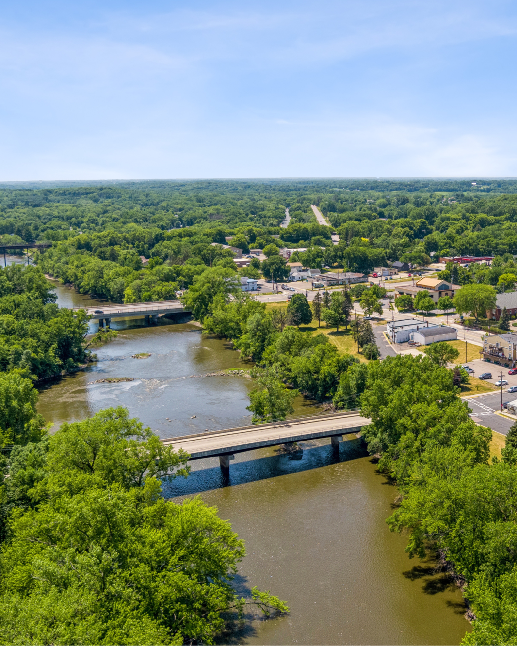 Rogue River aerial showing Downtown Rockford