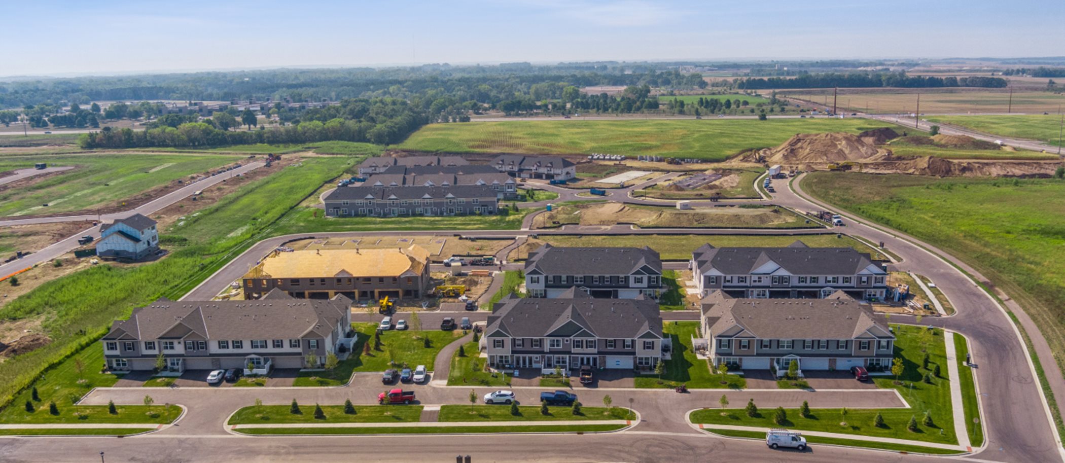 Aerial view of Colonial Manor Collection at Highlands of Falmoor Glen