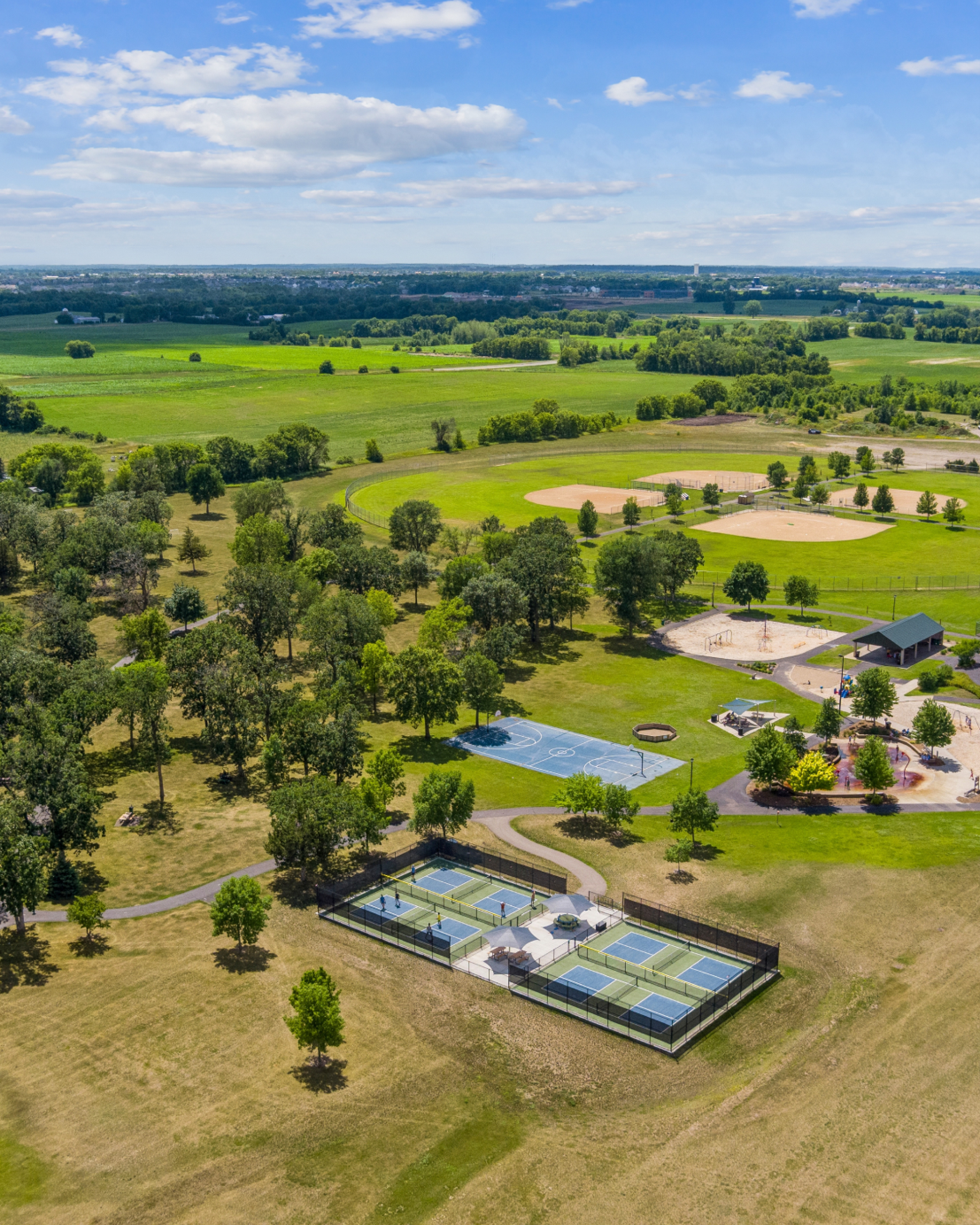 park aerial with sports courts
