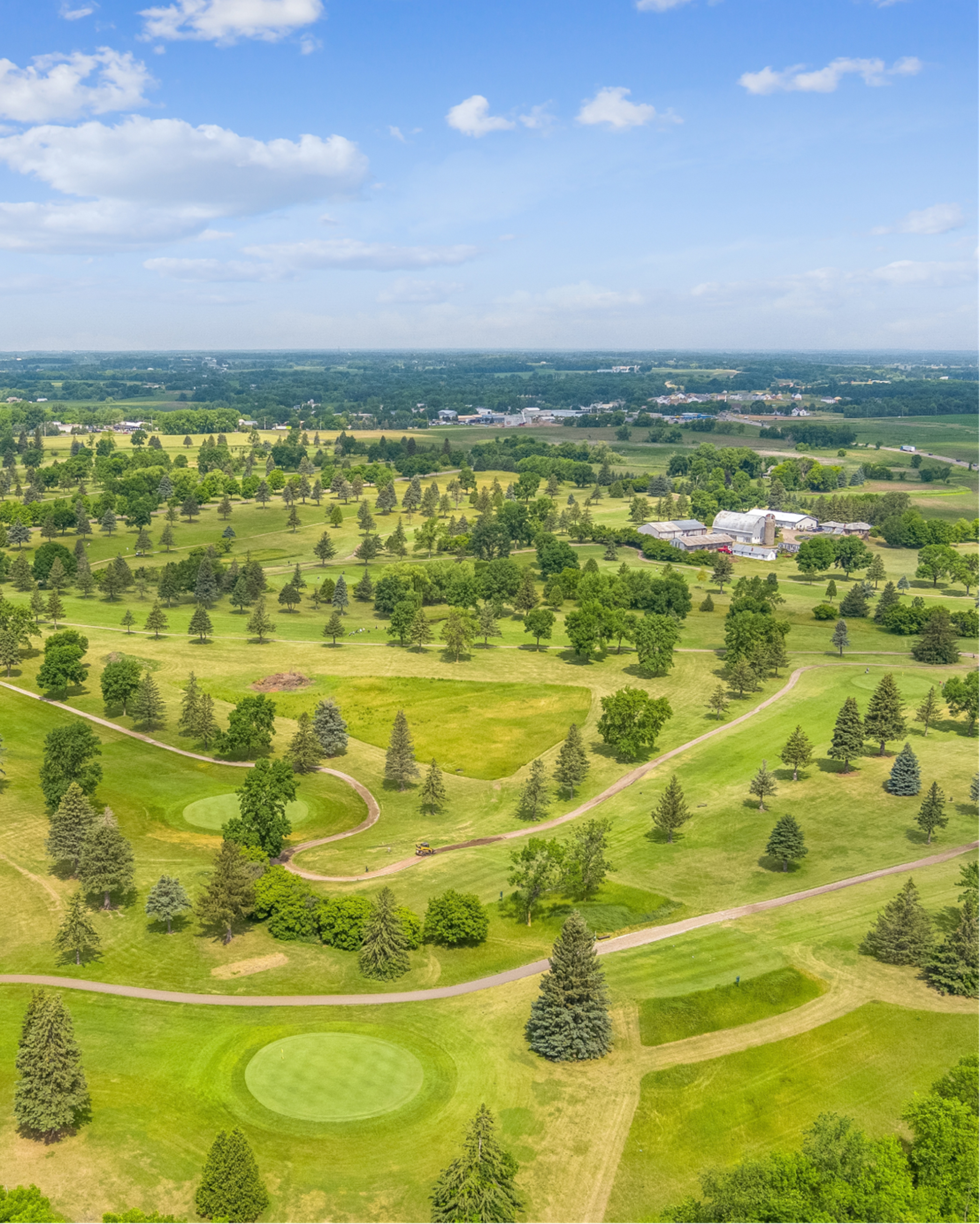 Golf course and driving range aerial
