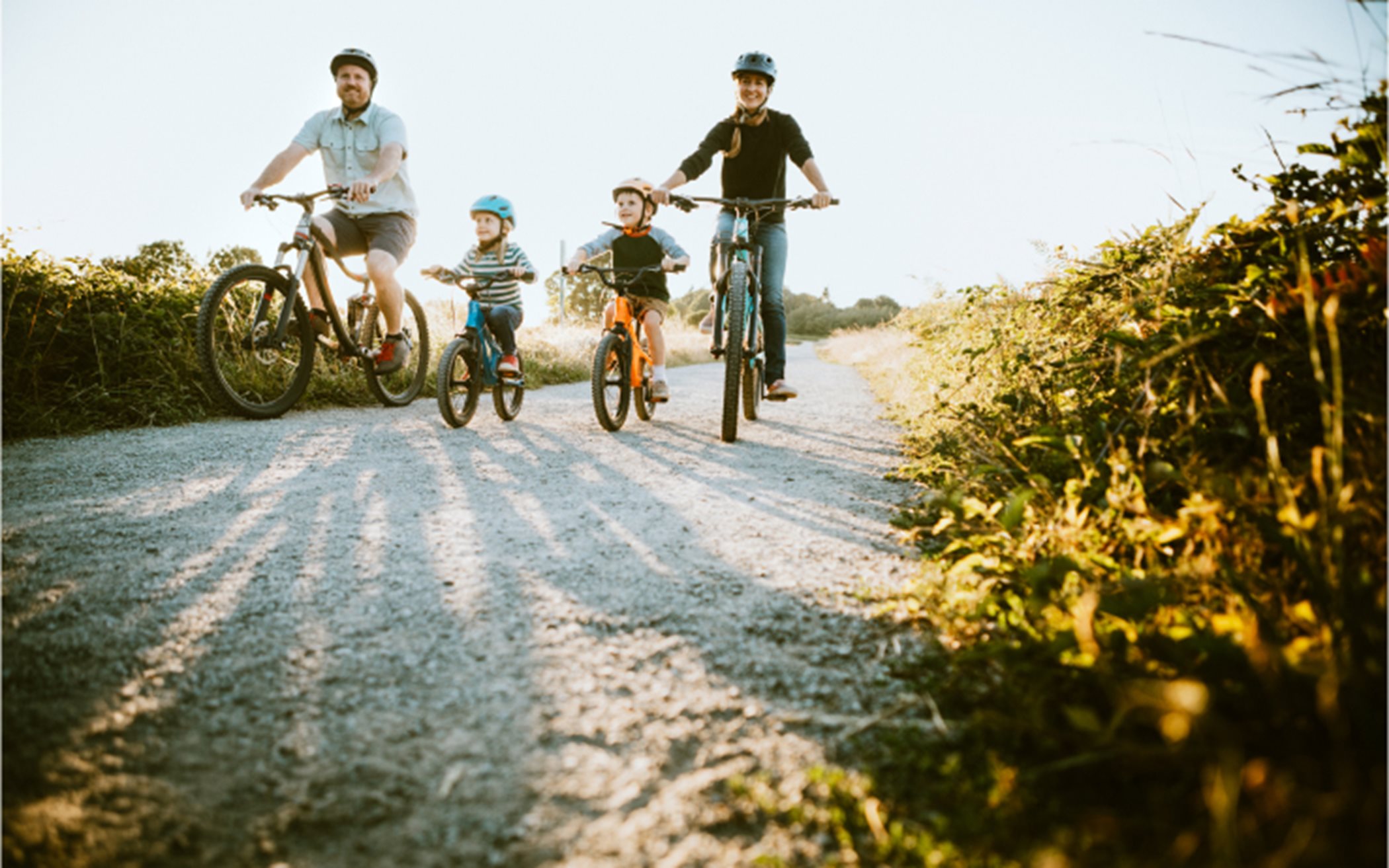 A Family Riding Bikes