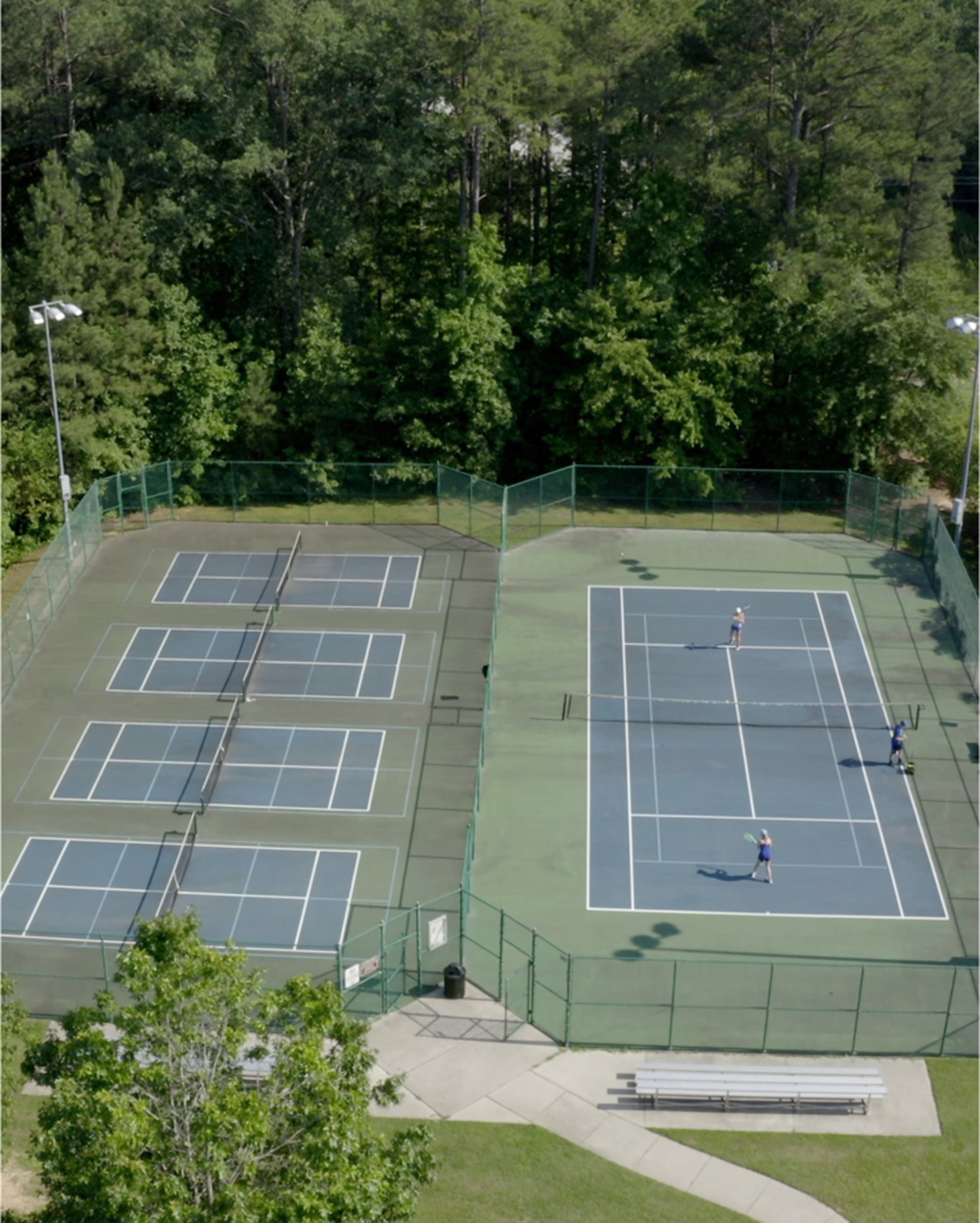 Aerial view of Smith Farm's Tennis Court