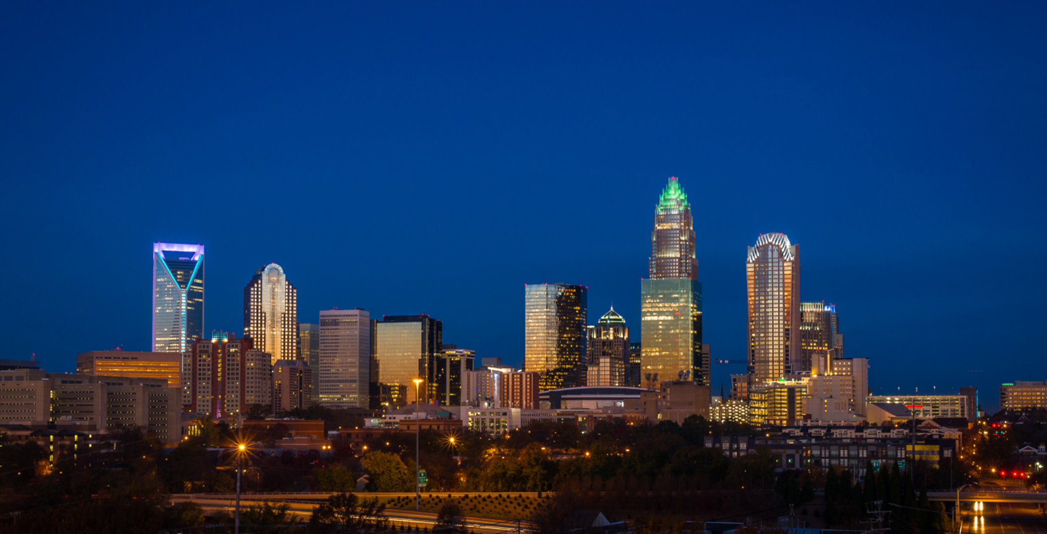 Charlotte skyline at night