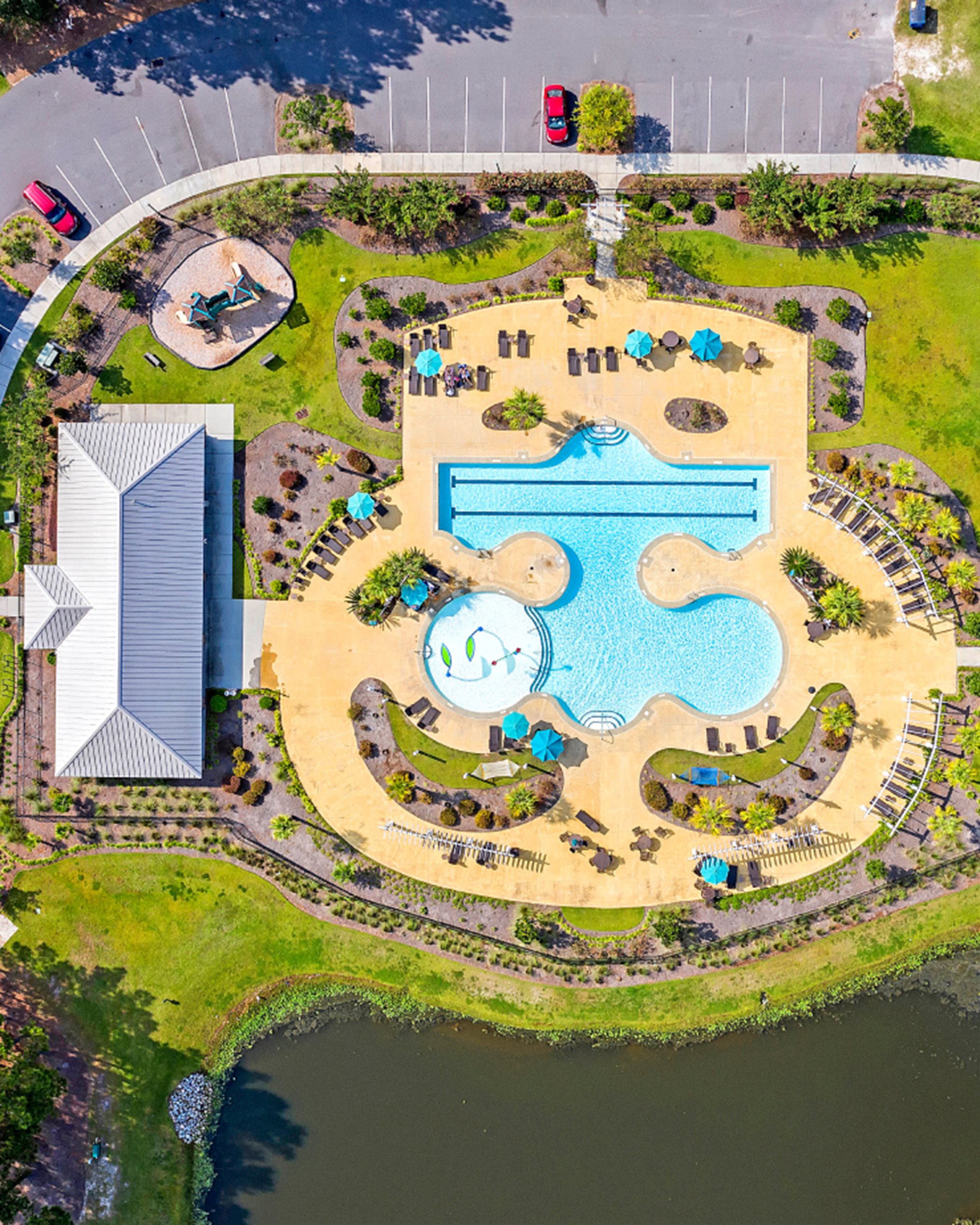 Aerial view of Lindera Preserve swimming pool
