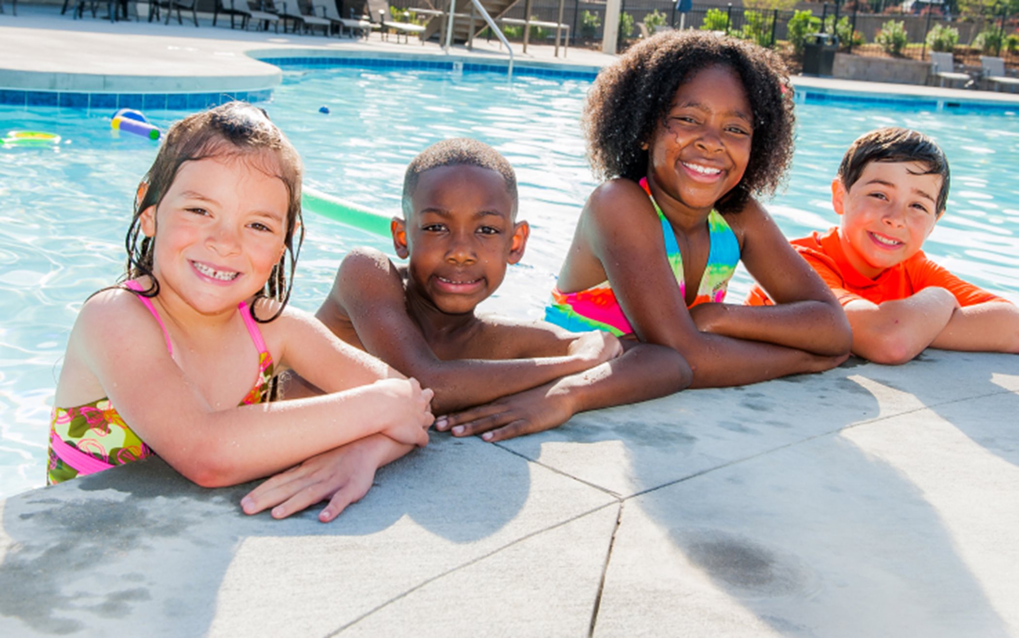 Kids at a swimming pool