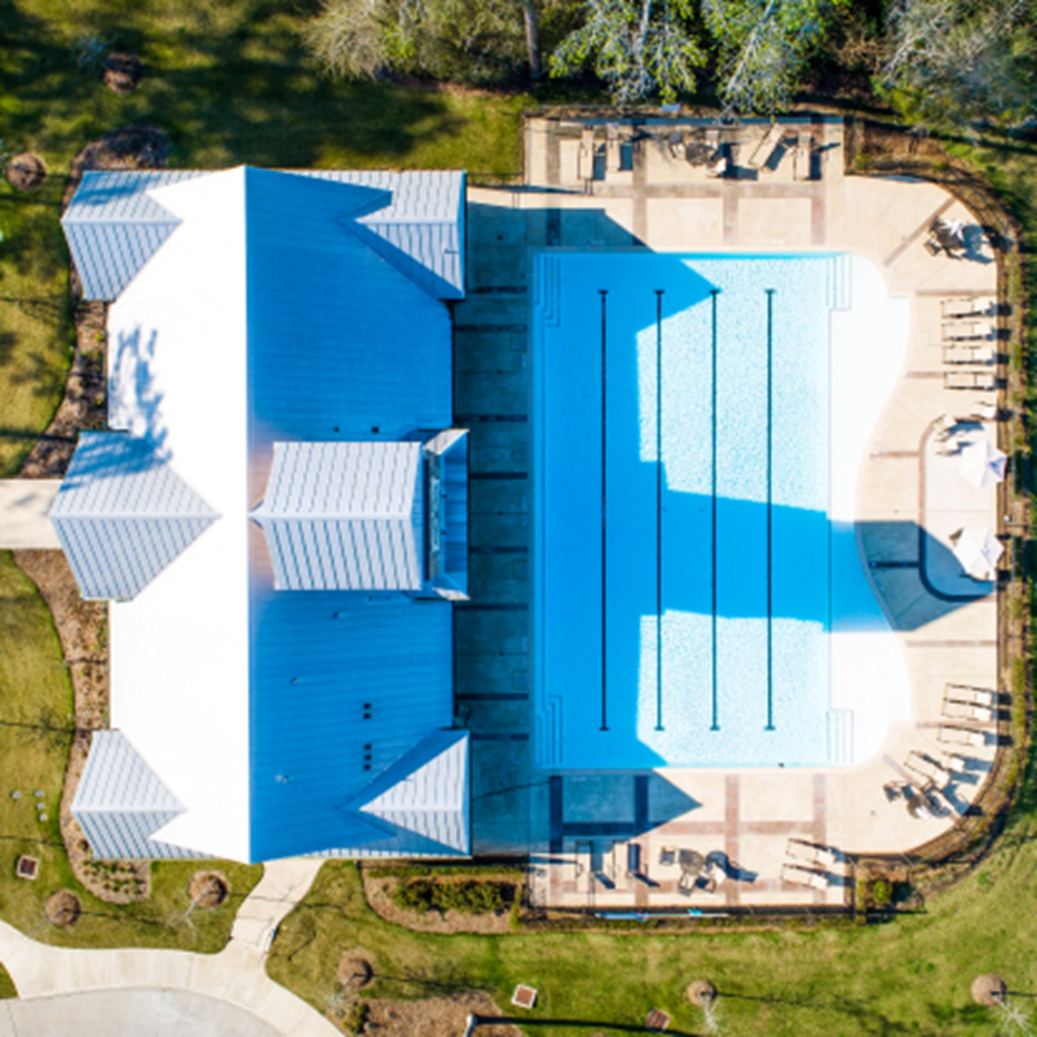Aerial view of Woodtrace Clubhouse and Swimming Pool