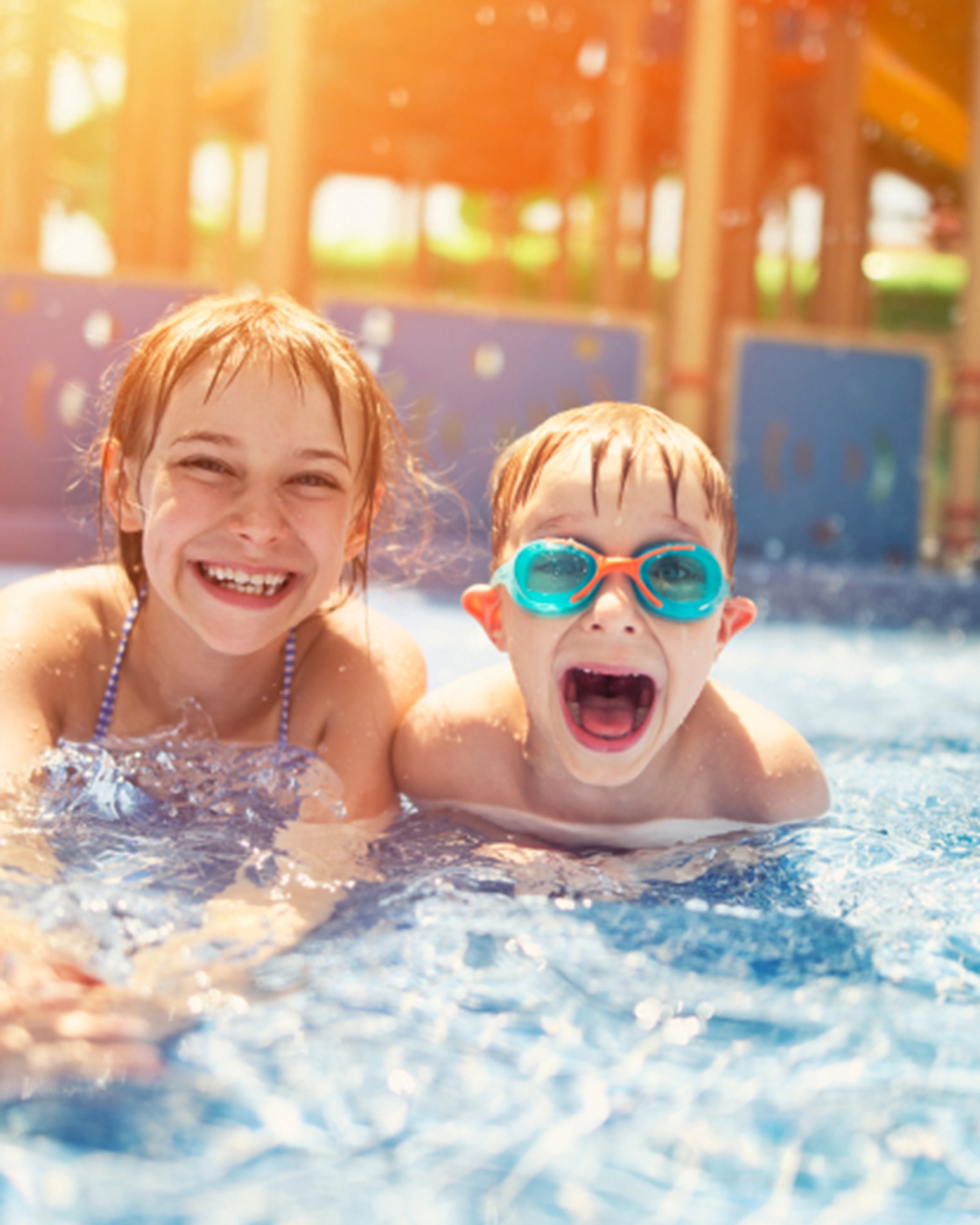 Two children at swimming pool
