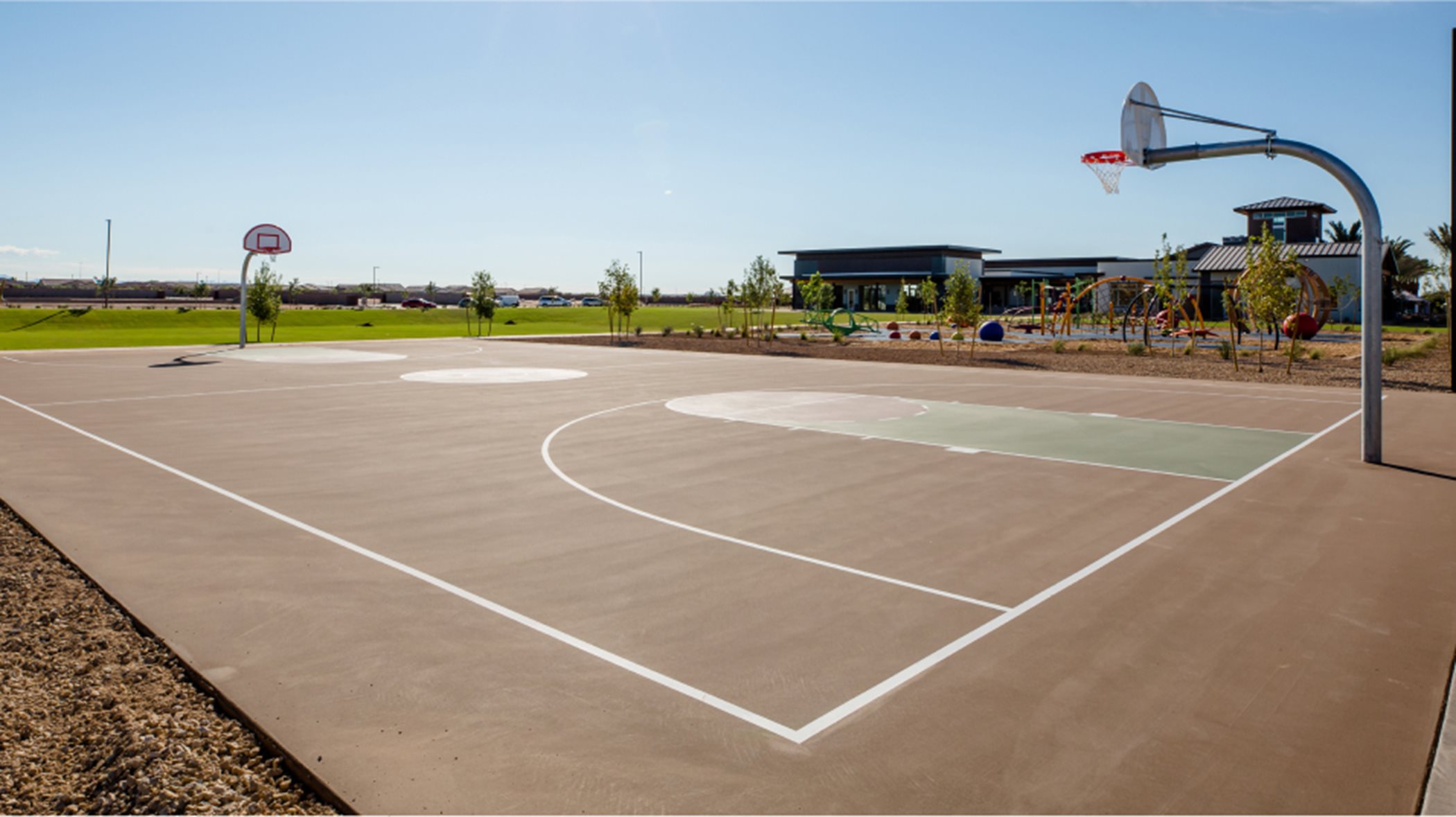 Basketball court in daylight