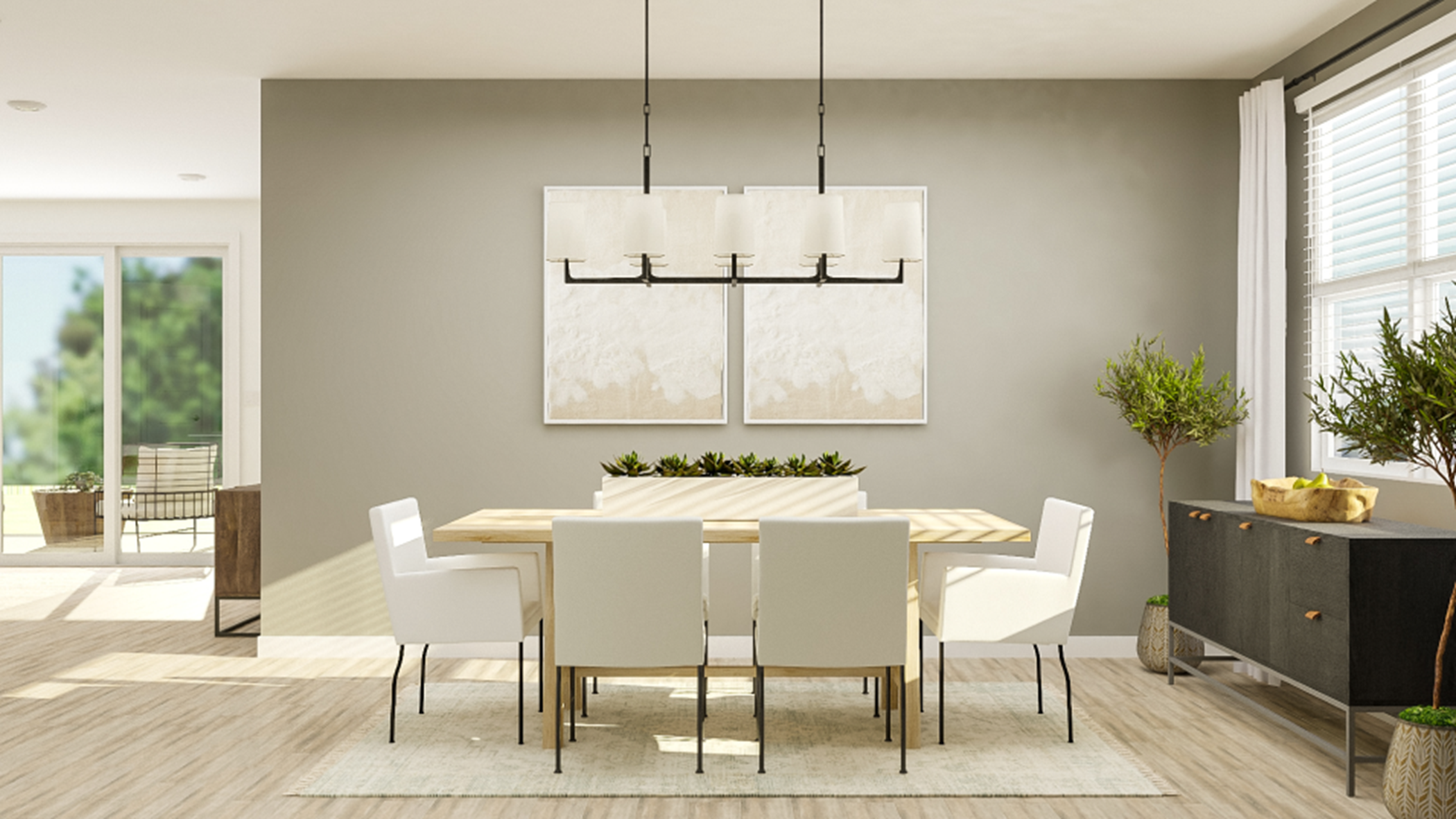 Dining space with table and chairs