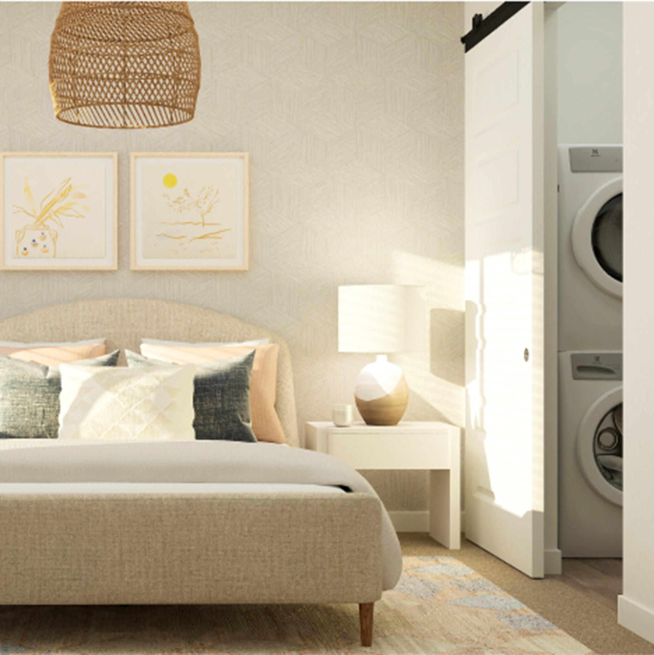 Next Gen bedroom with laundry access