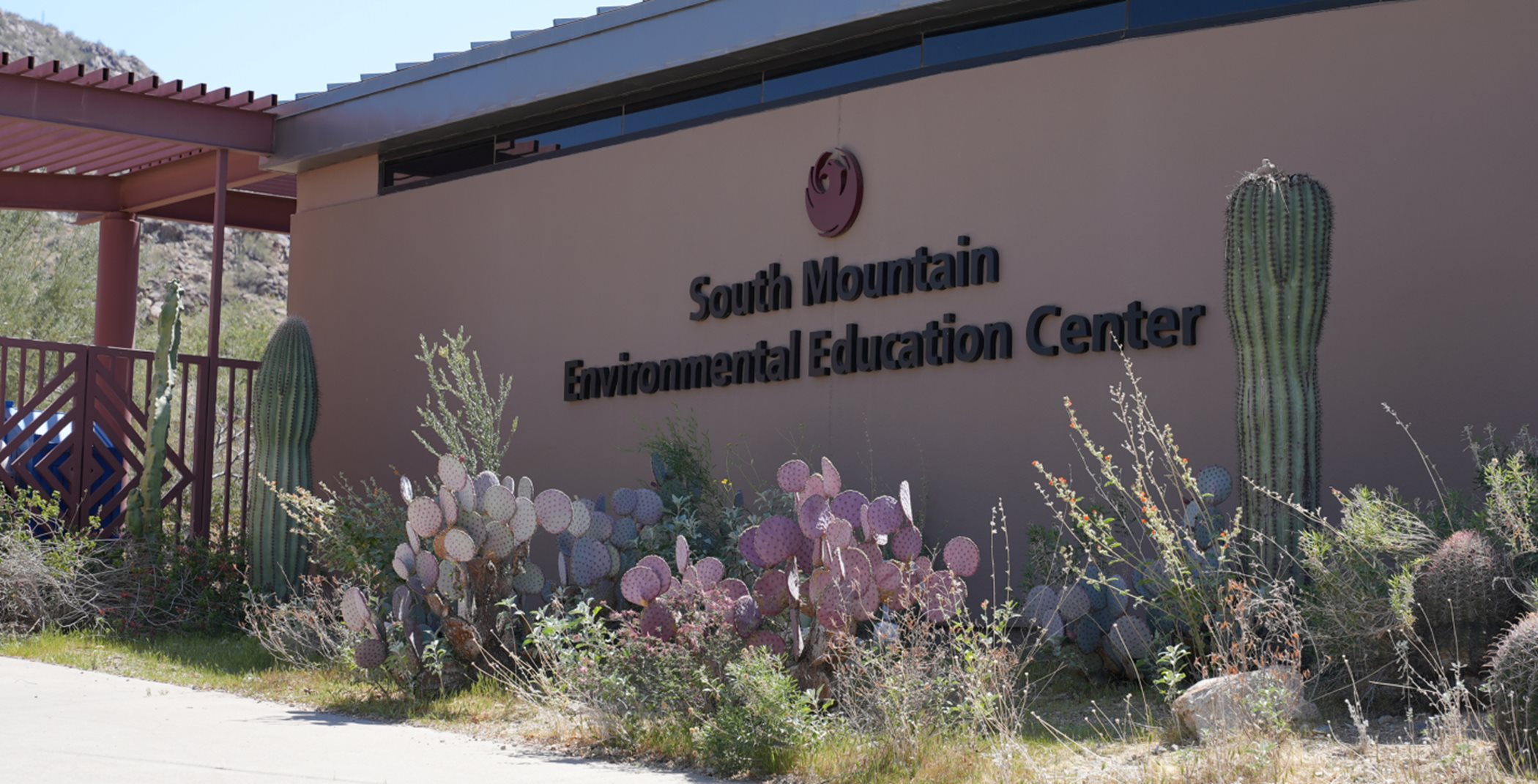 South Mountain Environmental Education Center building entrance with desert garden