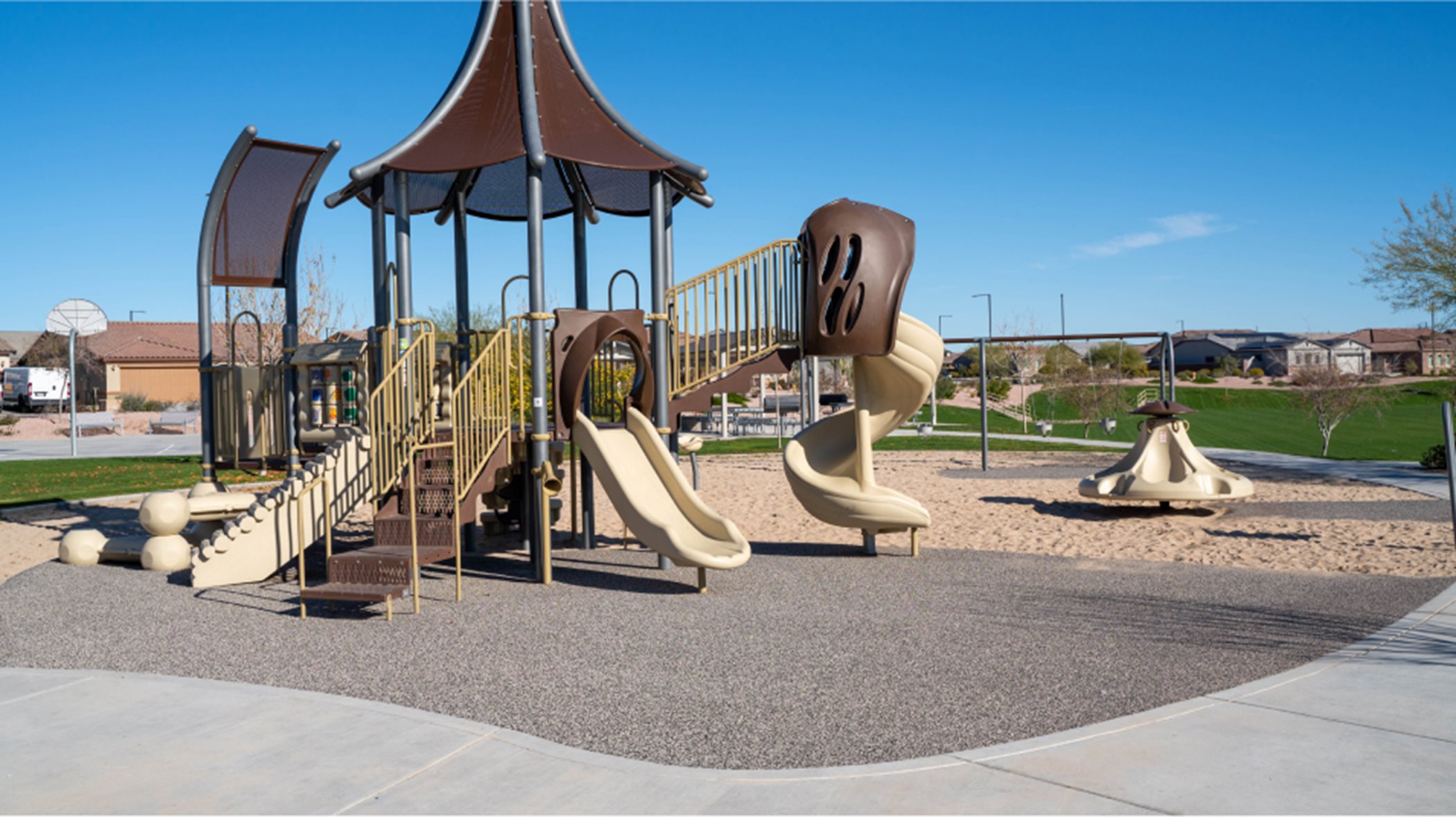 Playground image with slides in focus