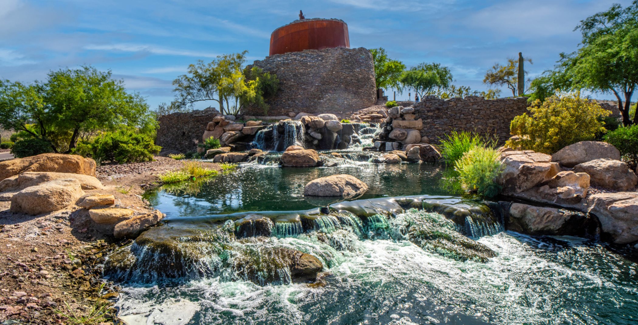 Estrella Star Tower and small waterfall