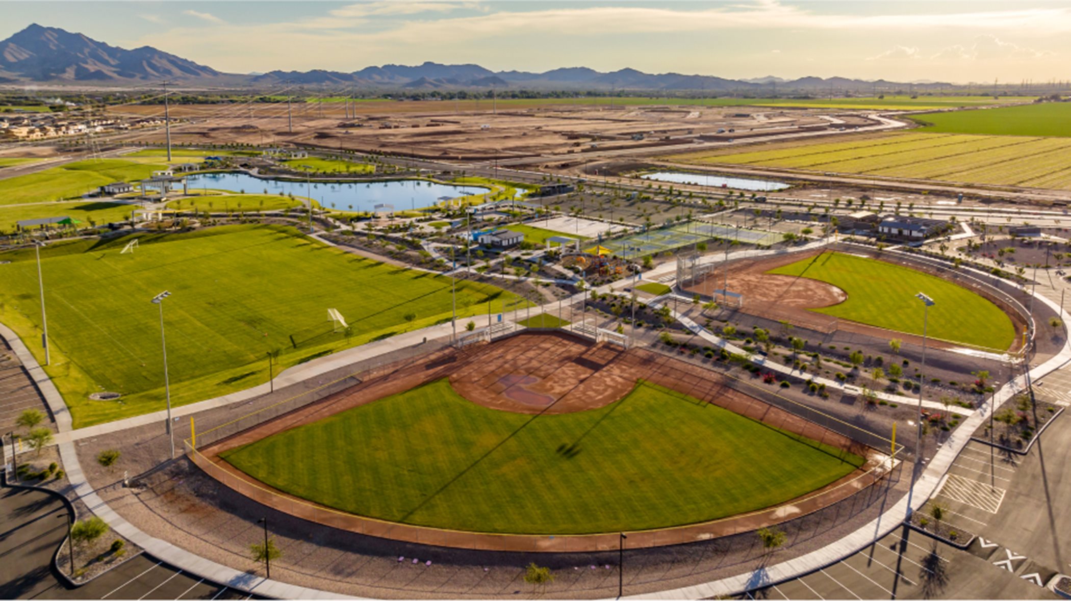 Aerial view of the baseball field