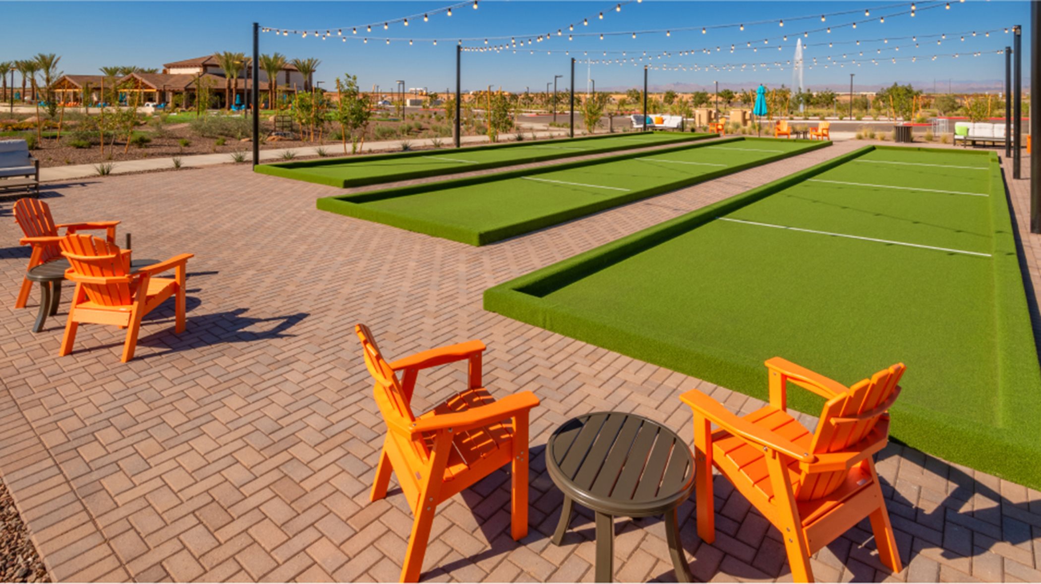 Bocce ball court  and picnic chairs