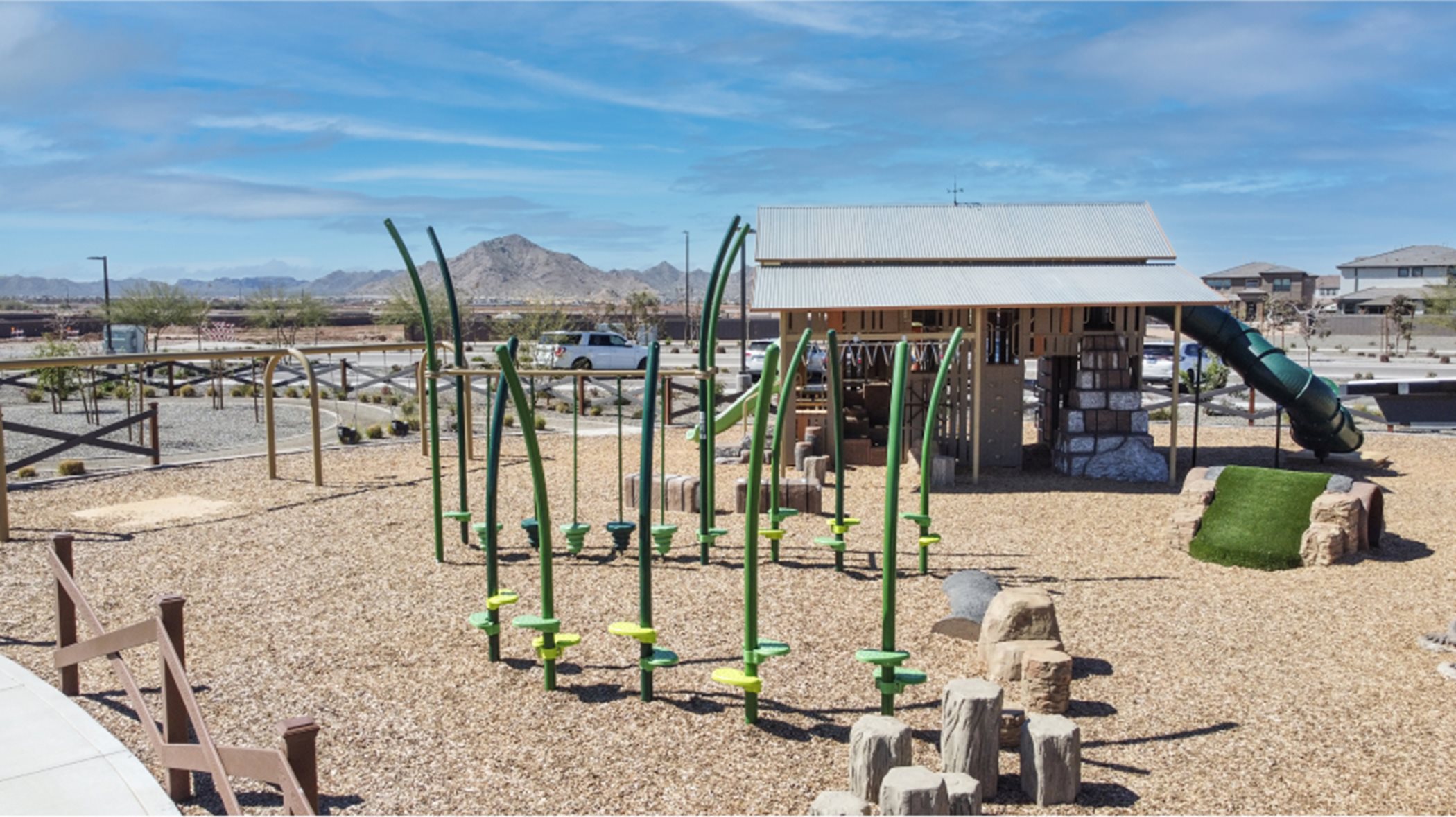 Close up of playground structures