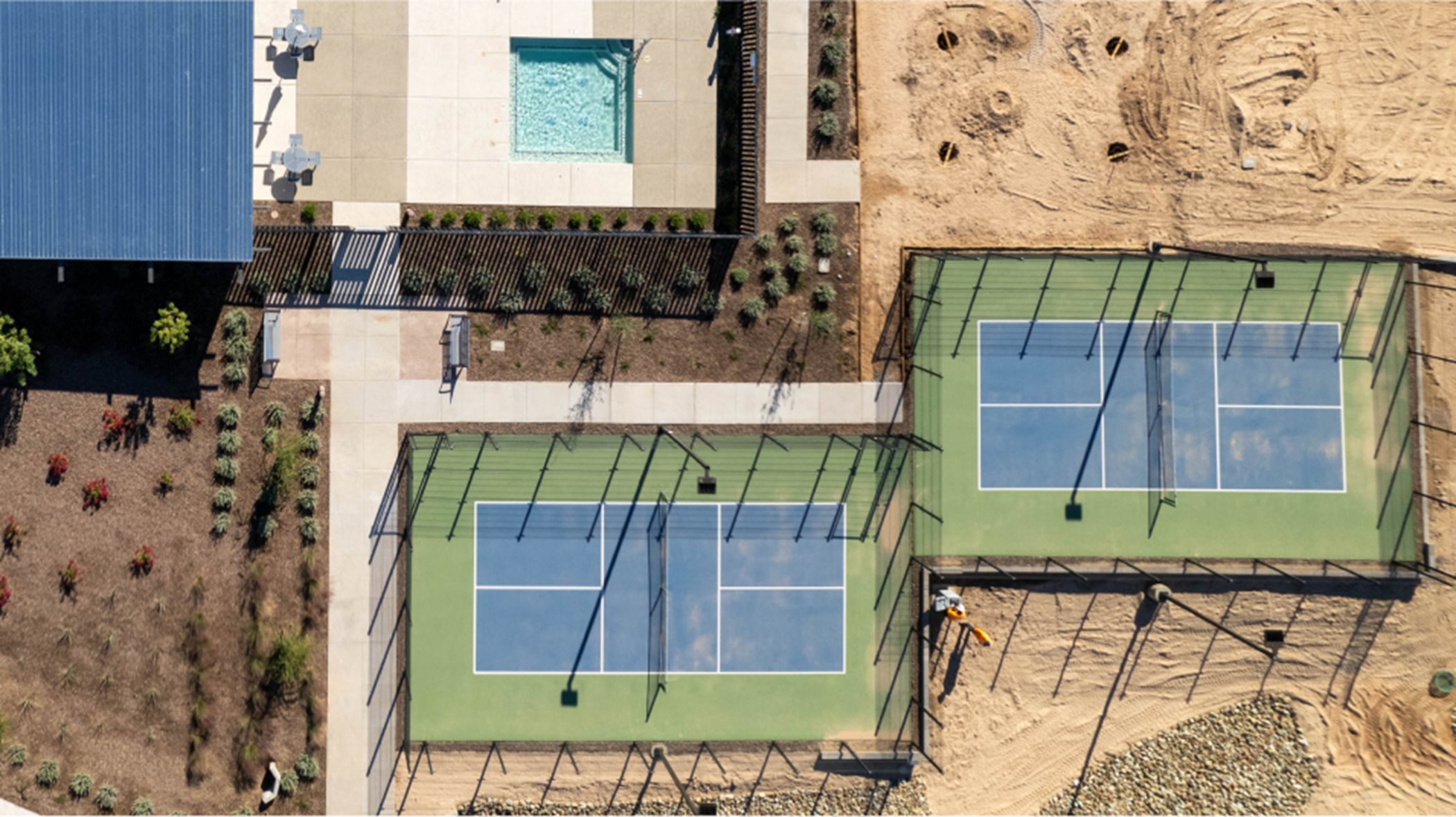 Aerial view of the pickleball courts