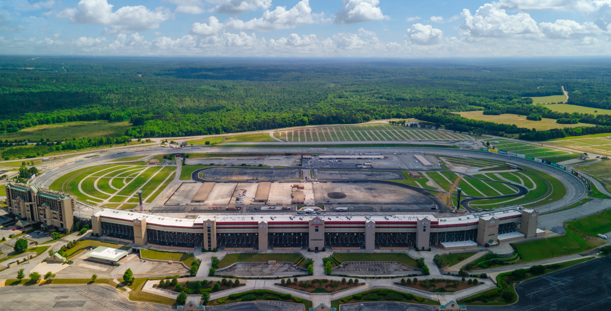 Aerial of nearby Atlanta Motor Speedway