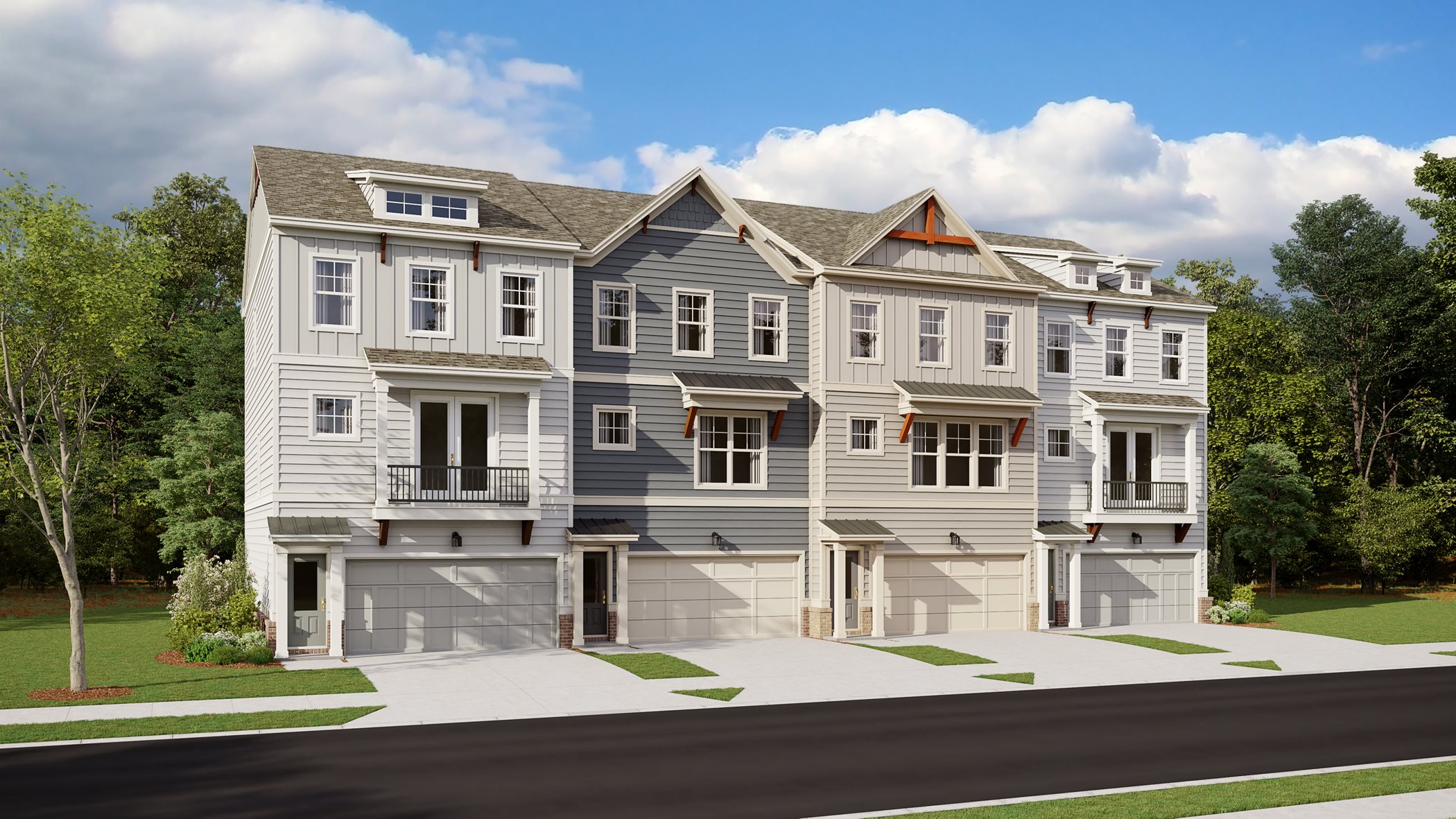 Townhome exteriors at Trinity Park