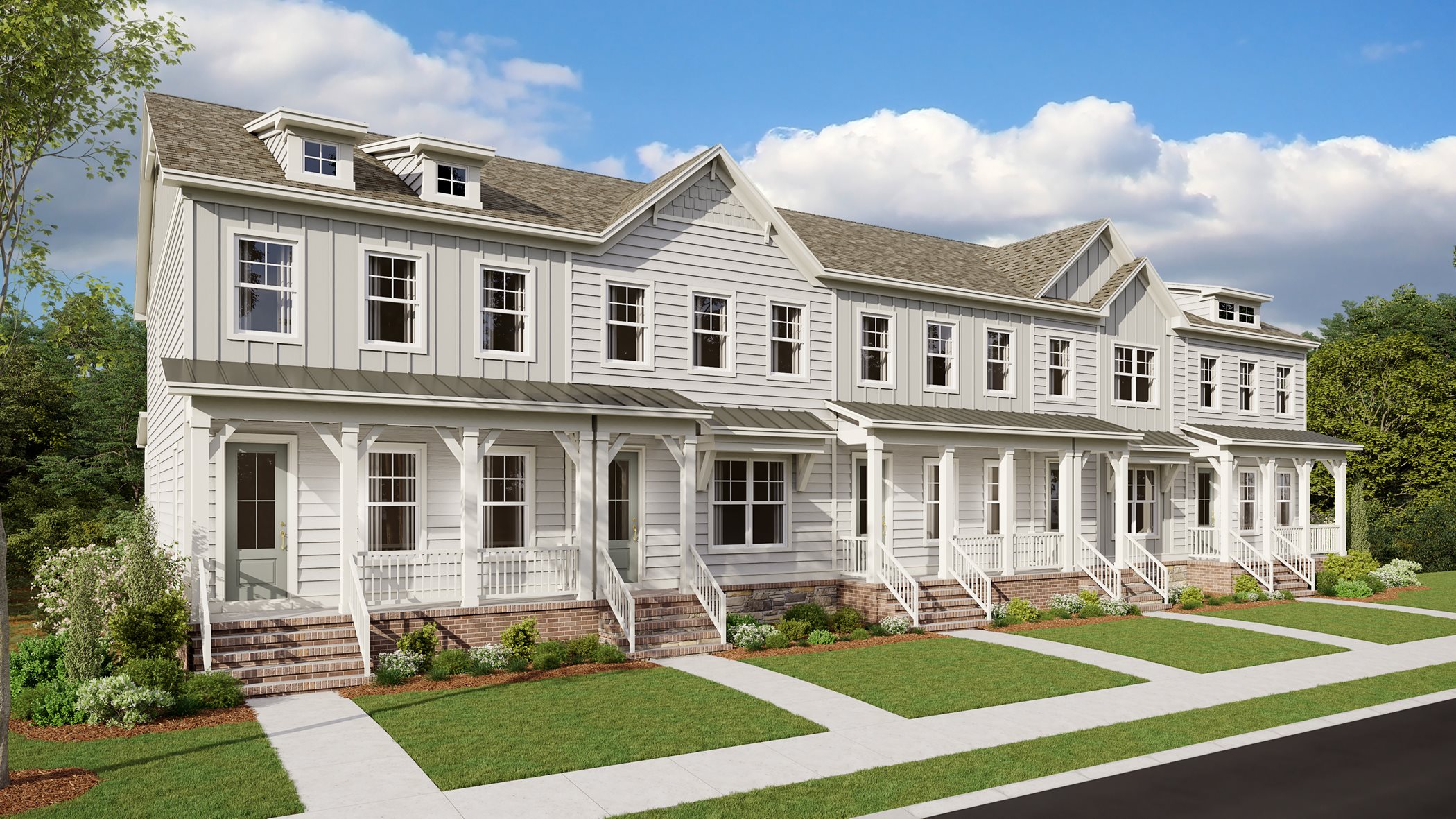 Exterior rendering of Preston townhomes in Trinity Park