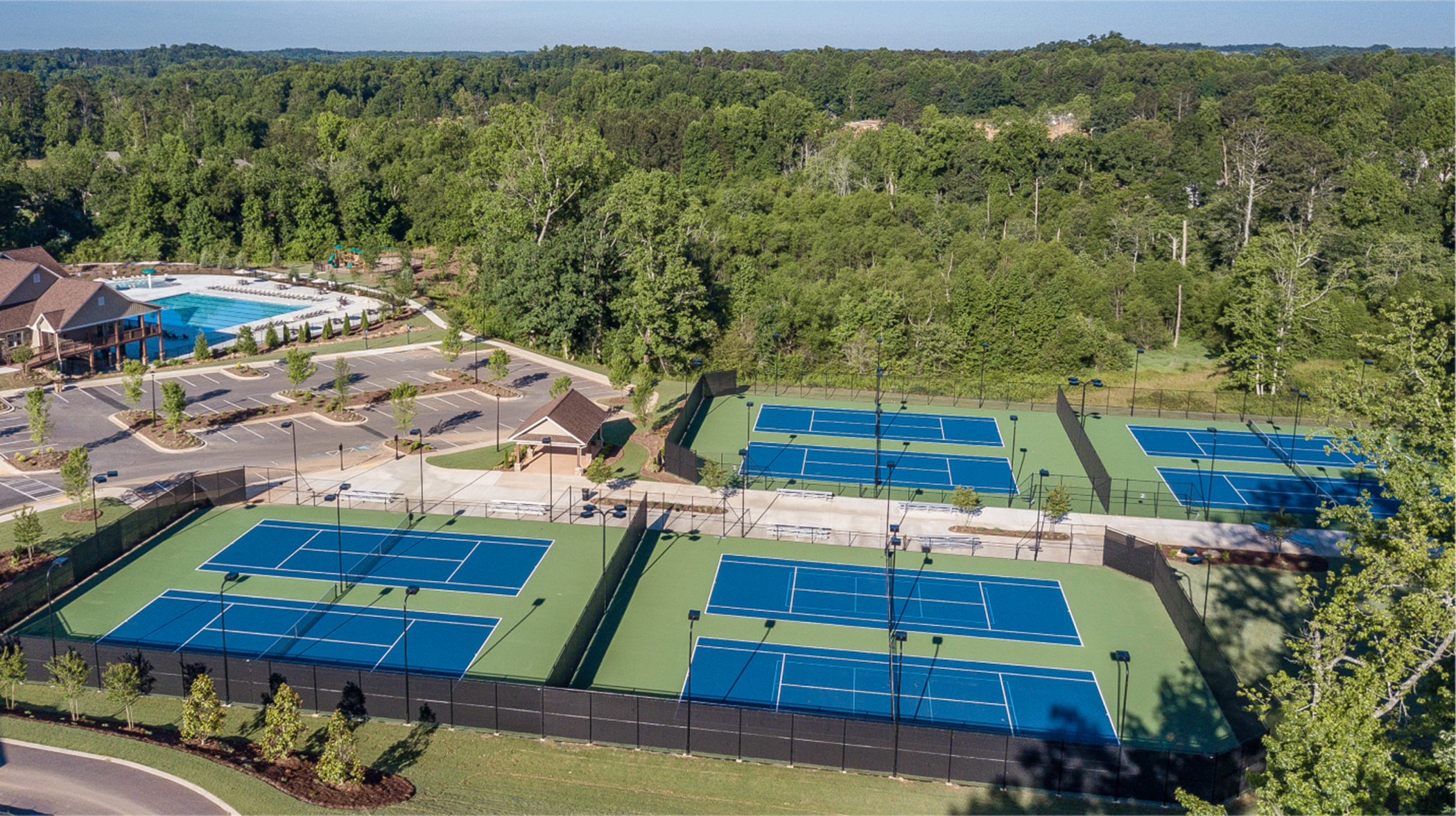 Community tennis courts and pool