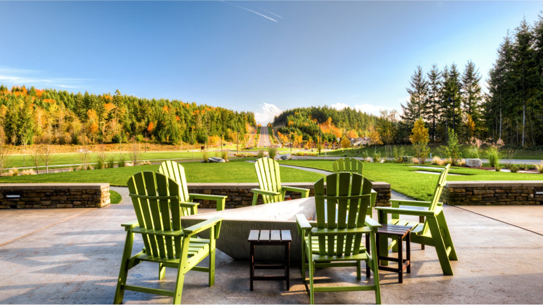 Outdoor seating and stunning views at the community center