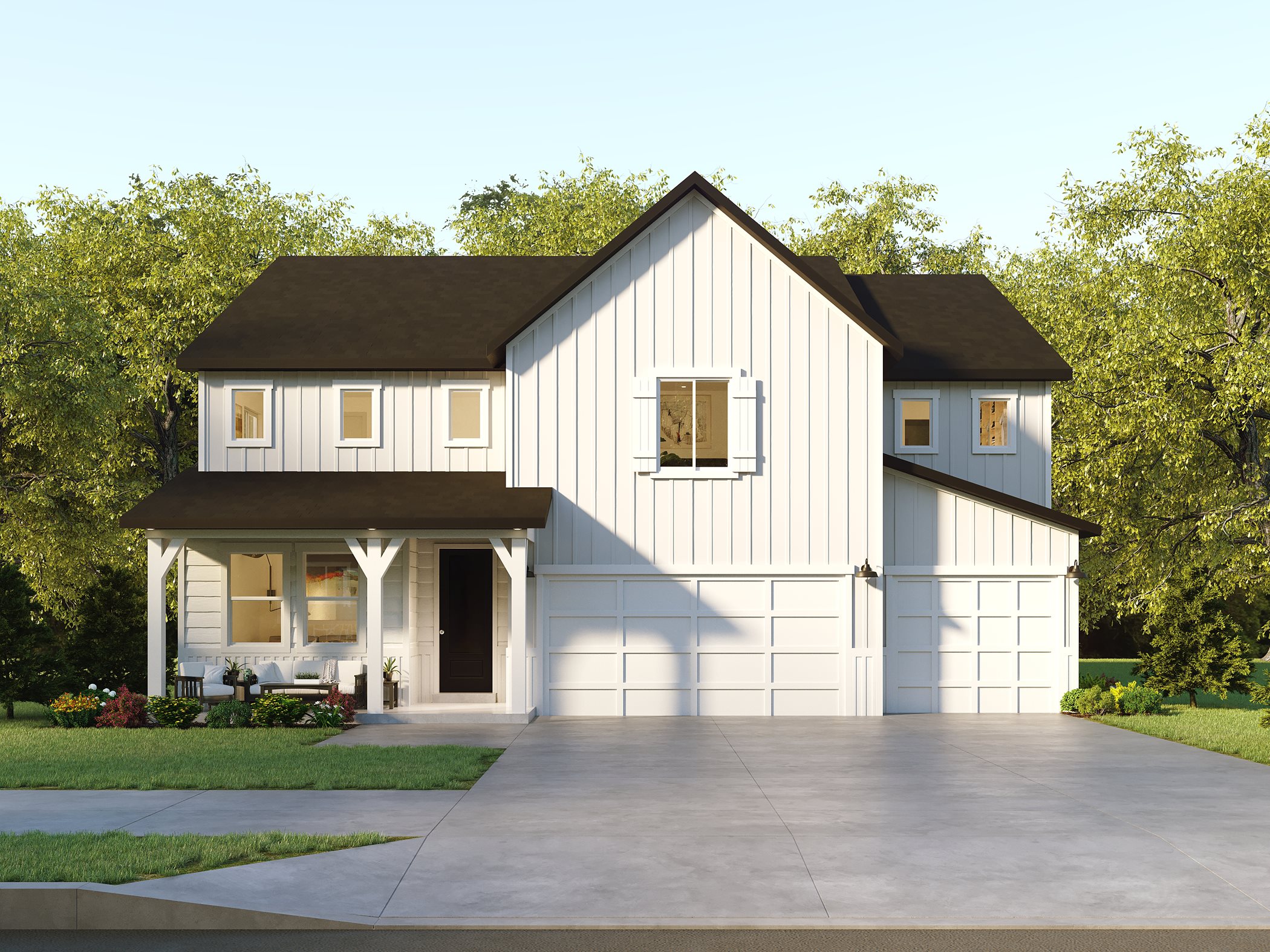 White farmhouse Teton rendering
