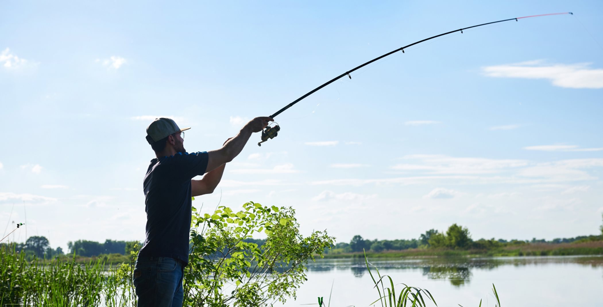 Man fishing at a lake