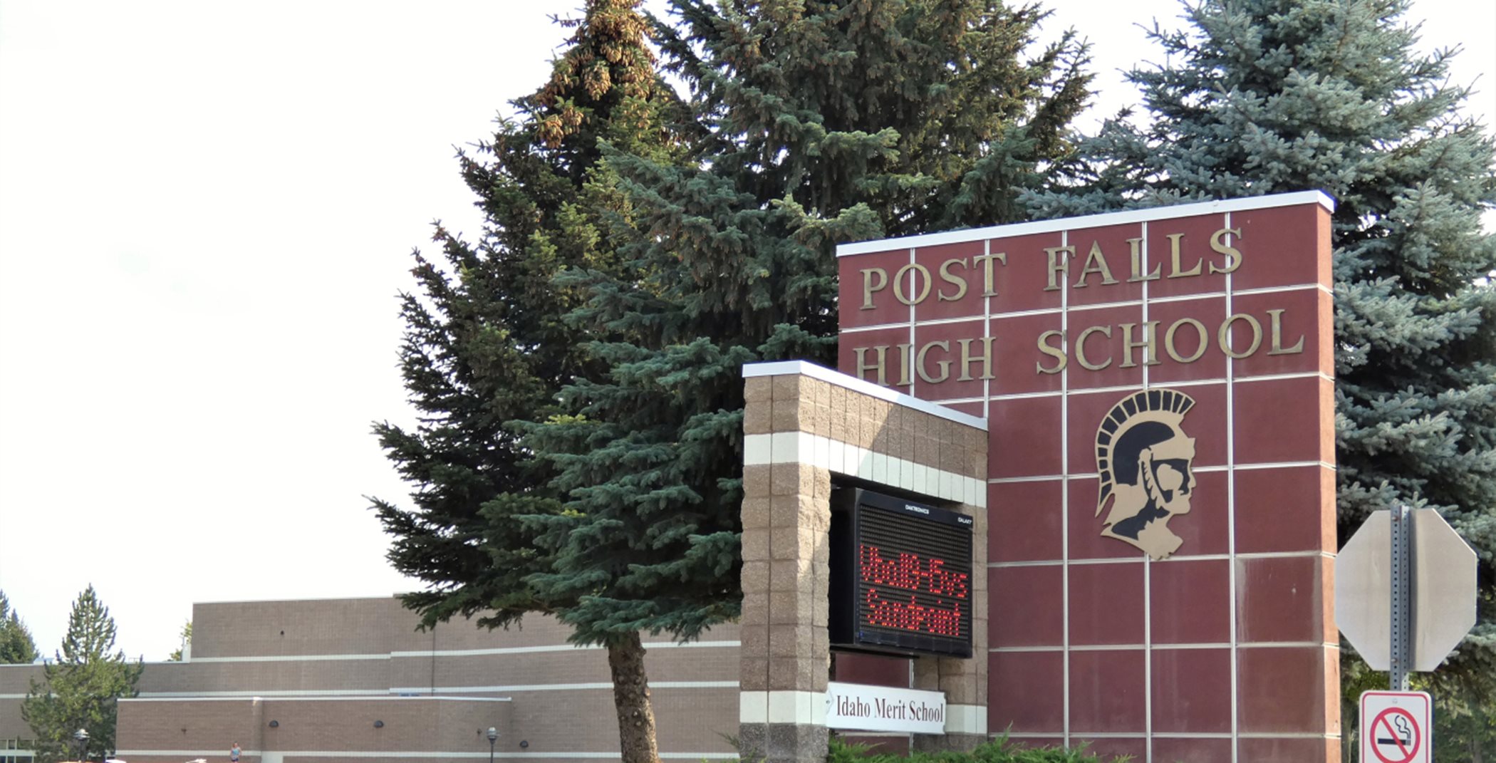 Post Falls High School sign and digital sign