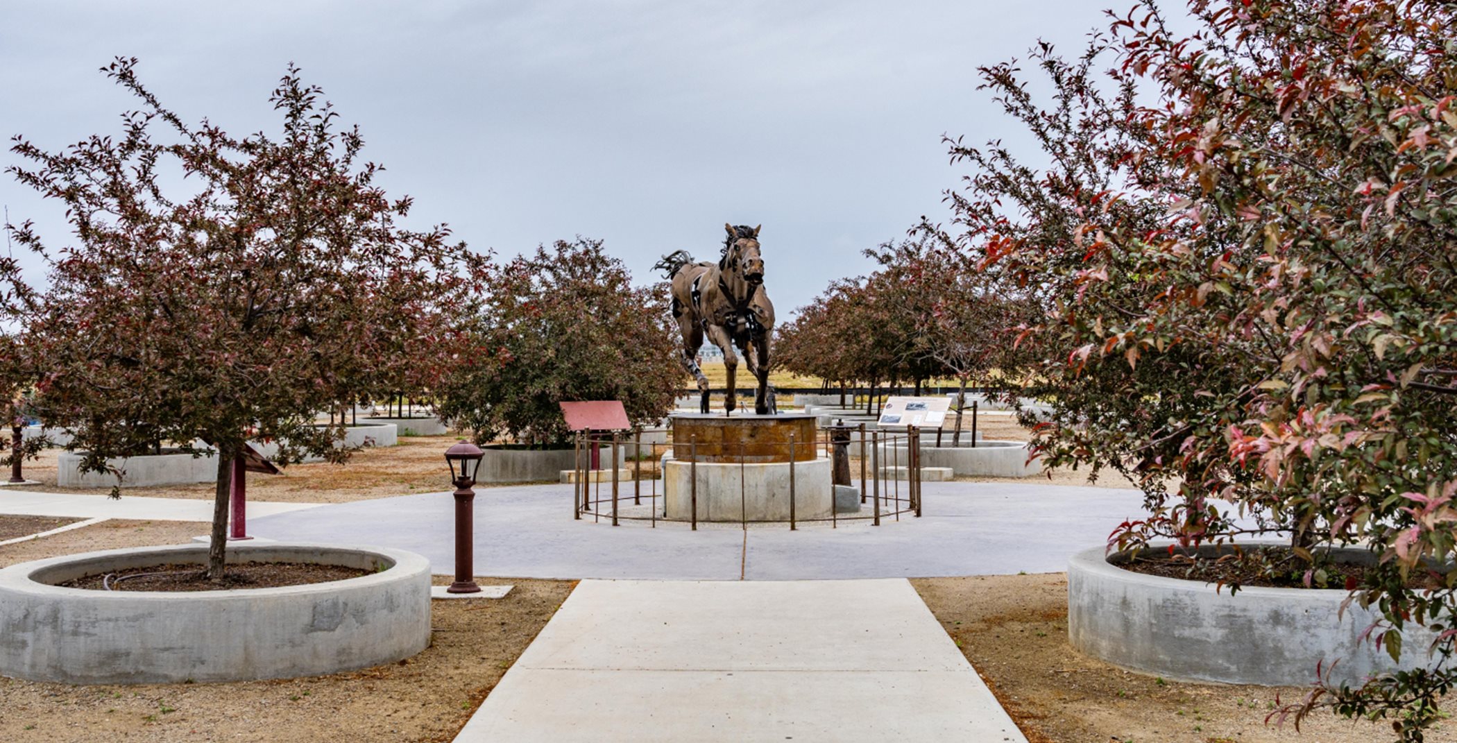 The Dry Creek Trailhead monument statue