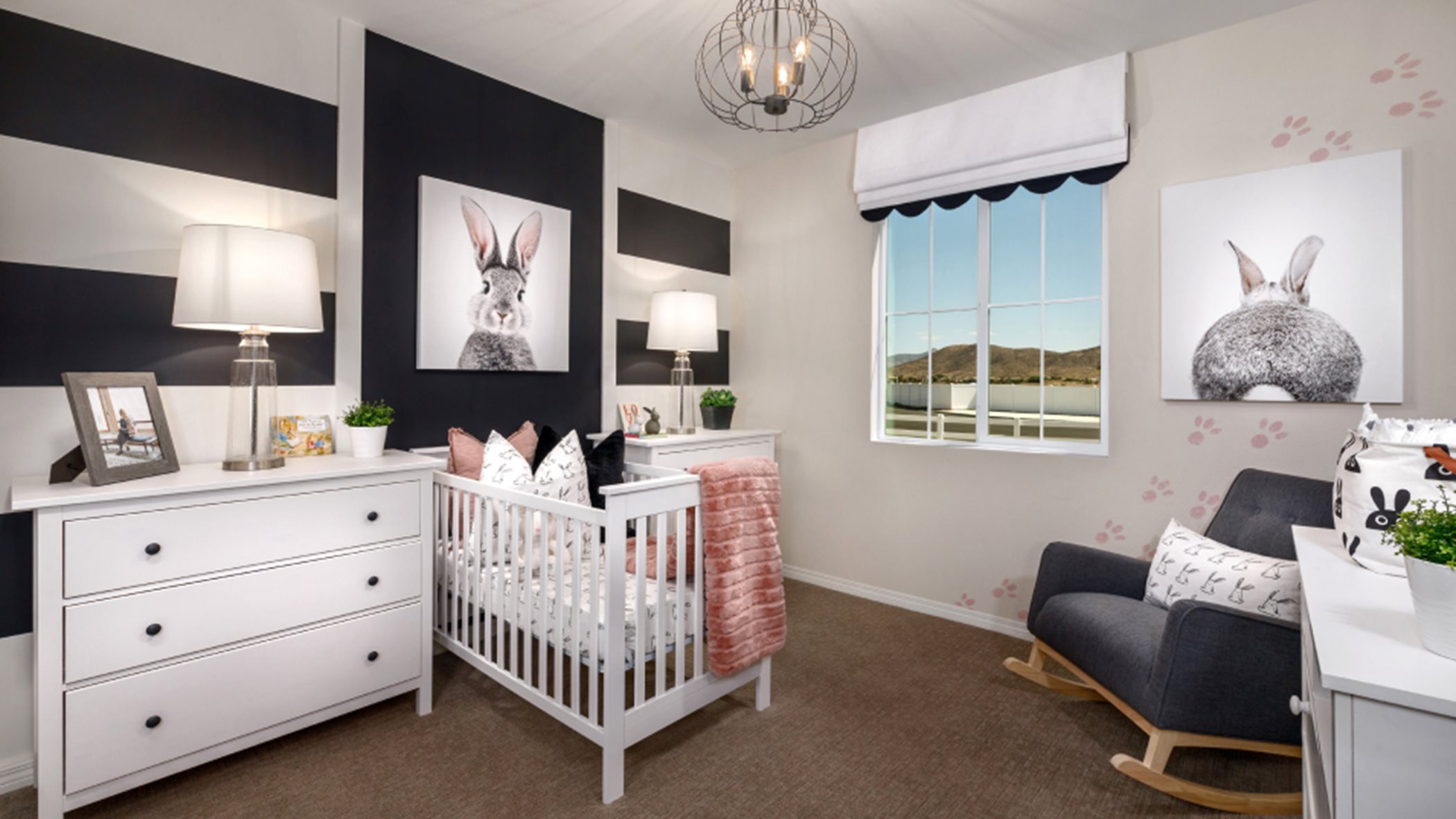 Furnished bedroom with crib