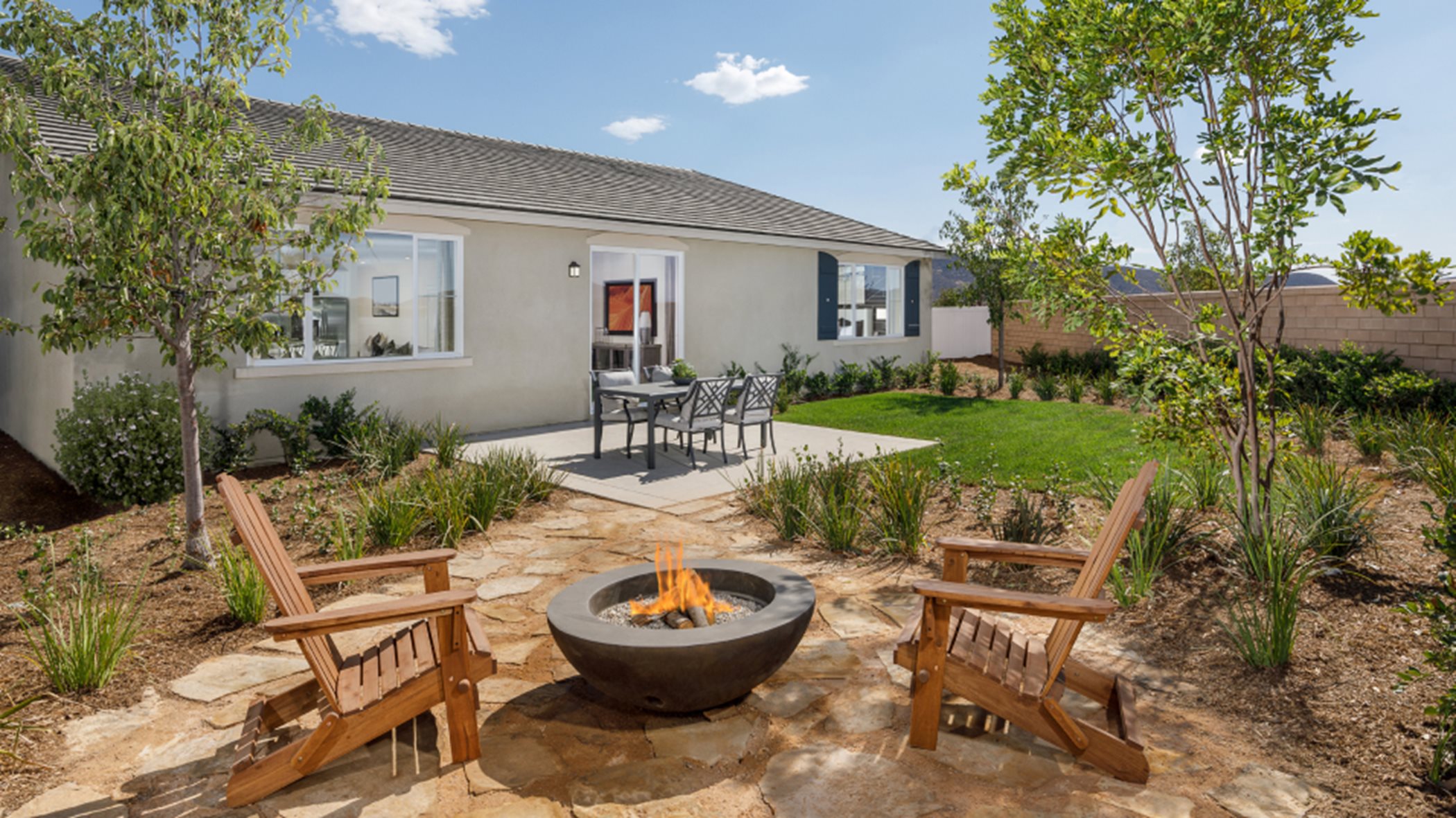 Furnished outdoor space with fire pit