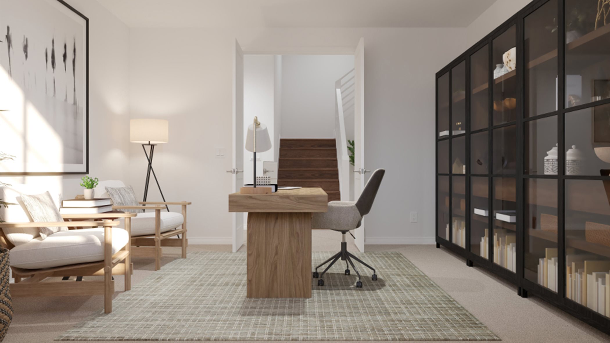 Flex room styled as an office