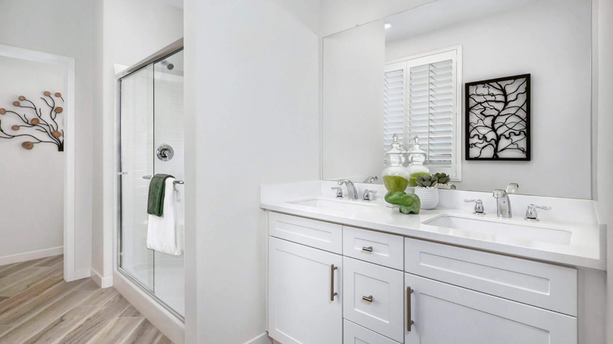 Owners' bathroom shower and sinks