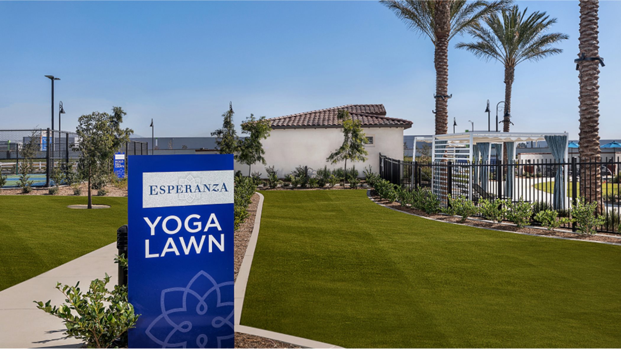Outdoor yoga lawn