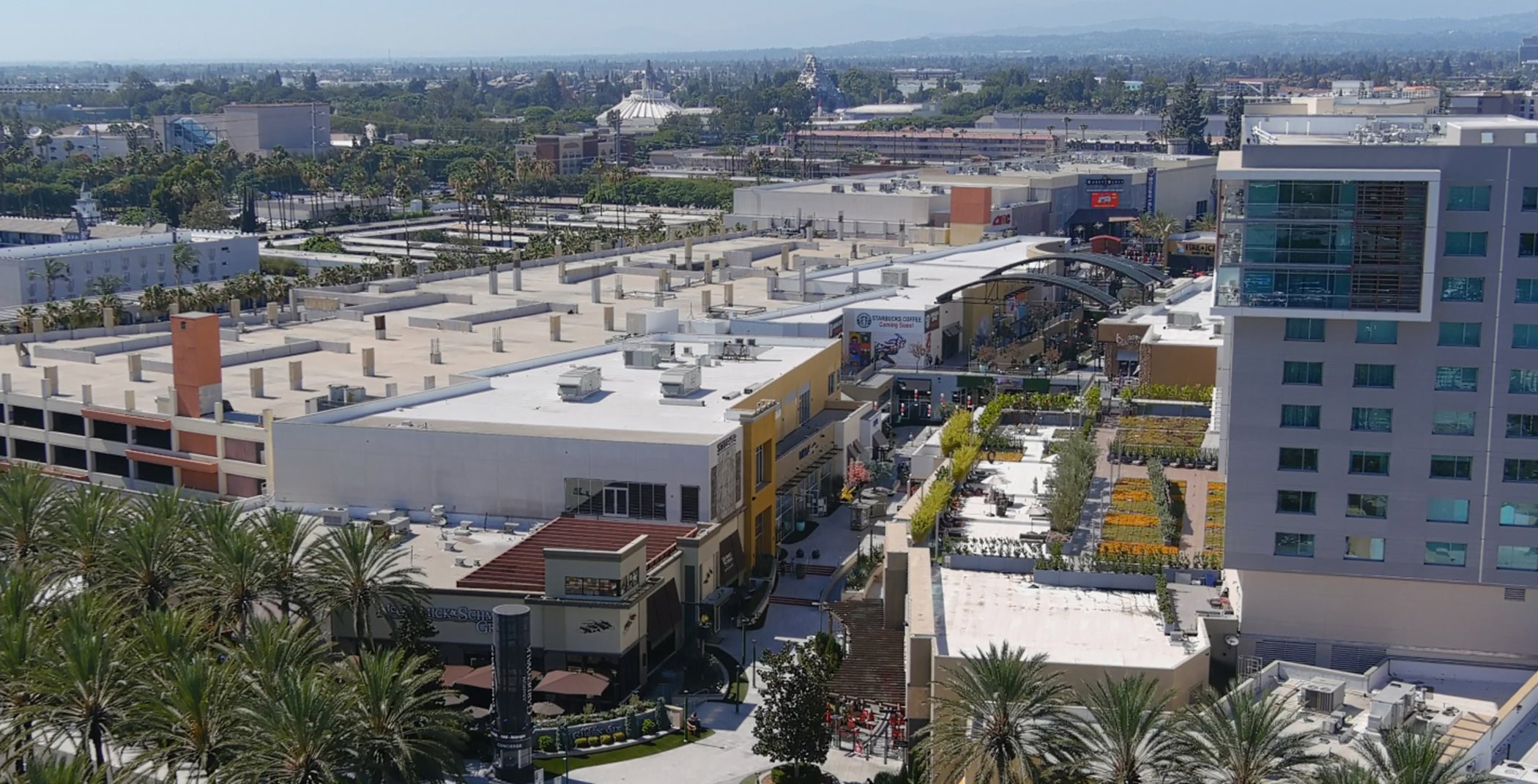 Aerial view of Gardenwalk outdoor mall
