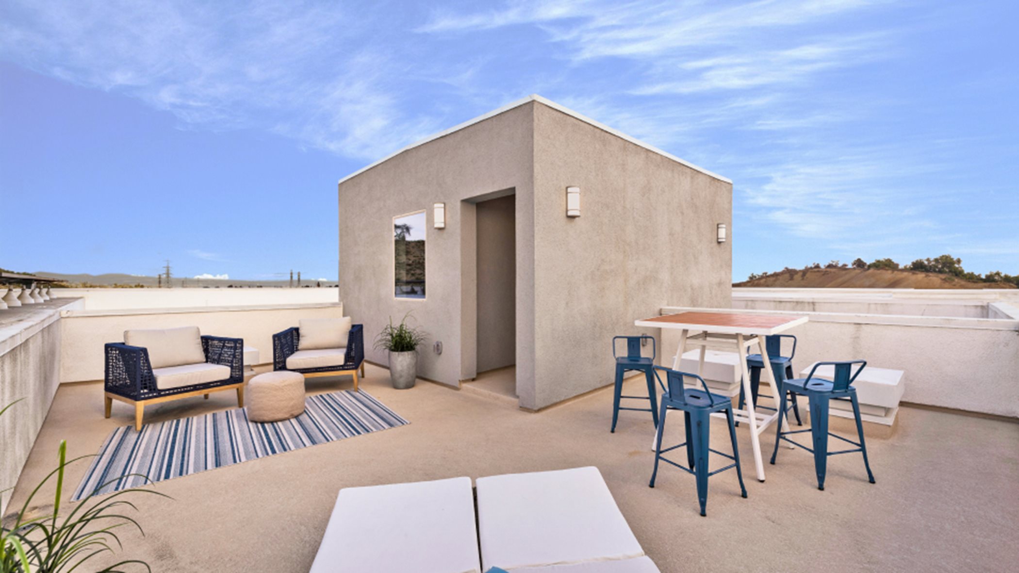 Rooftop deck with patio furniture
