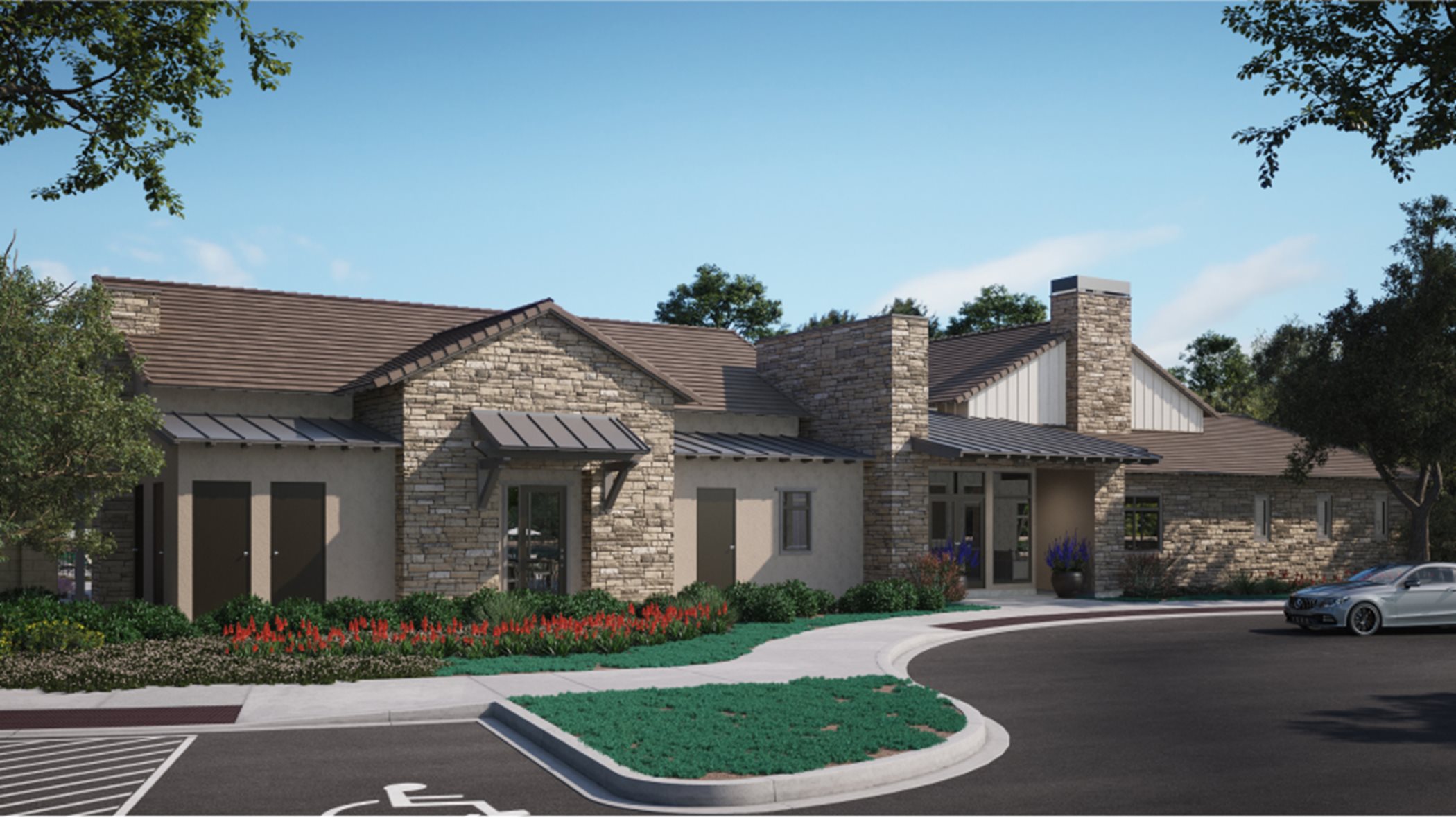 Exterior rendering of the Tesoro Highlands age qualified community center