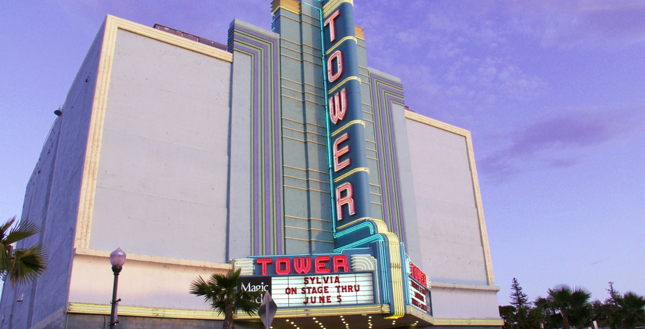 Tower Theater at dusk