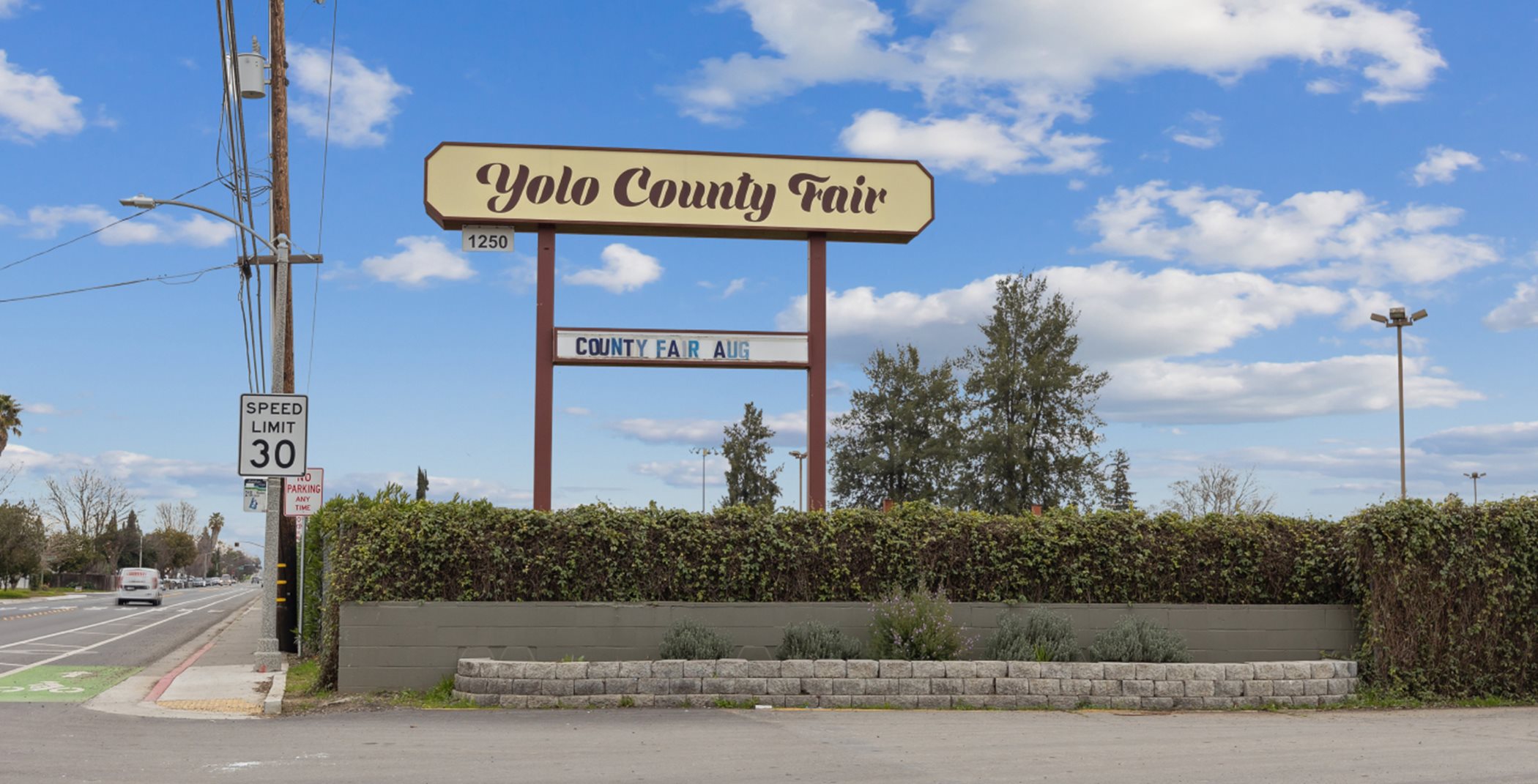 The Yolo County Fairgrounds monument sign