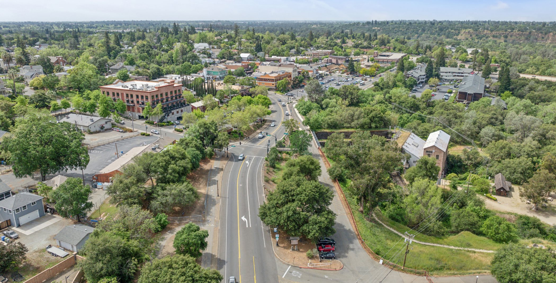 The Folsom Historic District aerial view