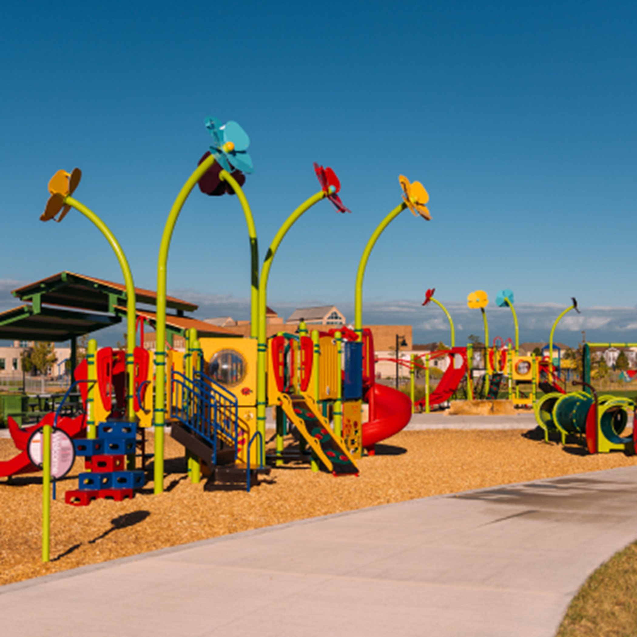 Colorful playground structure in local area