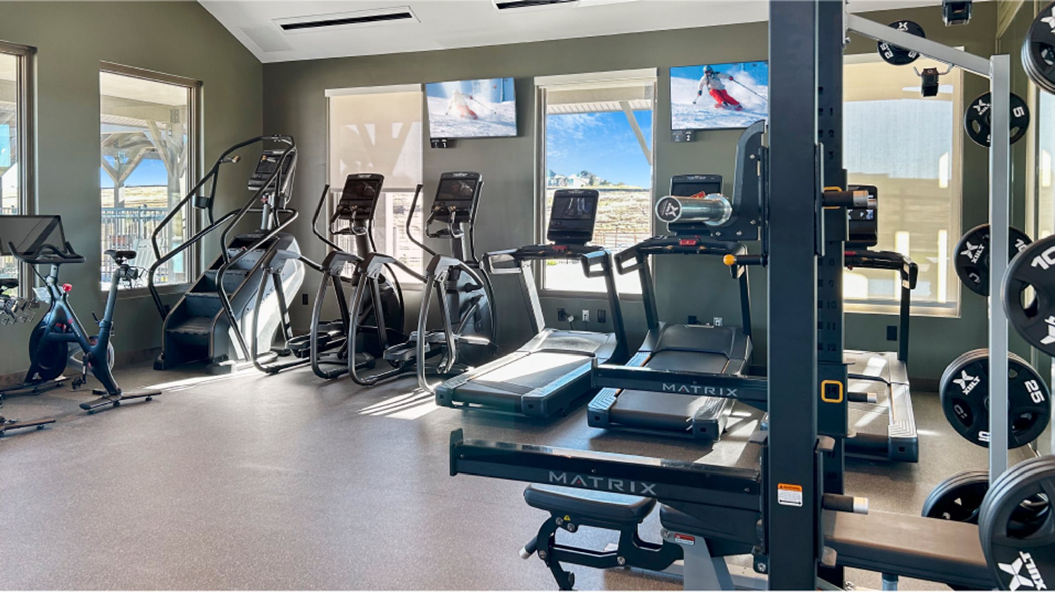 Fitness center with treadmills and other cardio machines