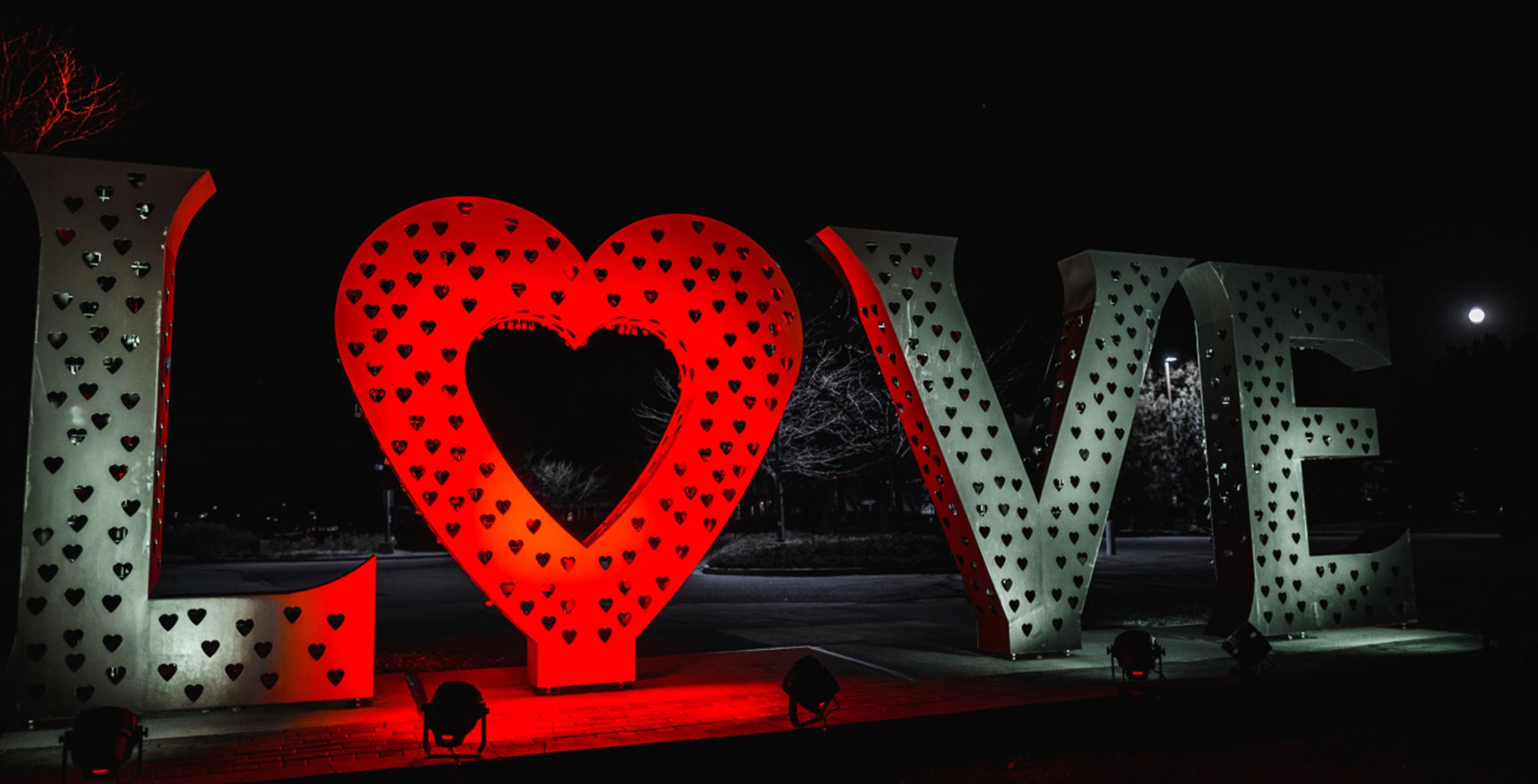 Loveland Visitor’s Center sign lit up at night