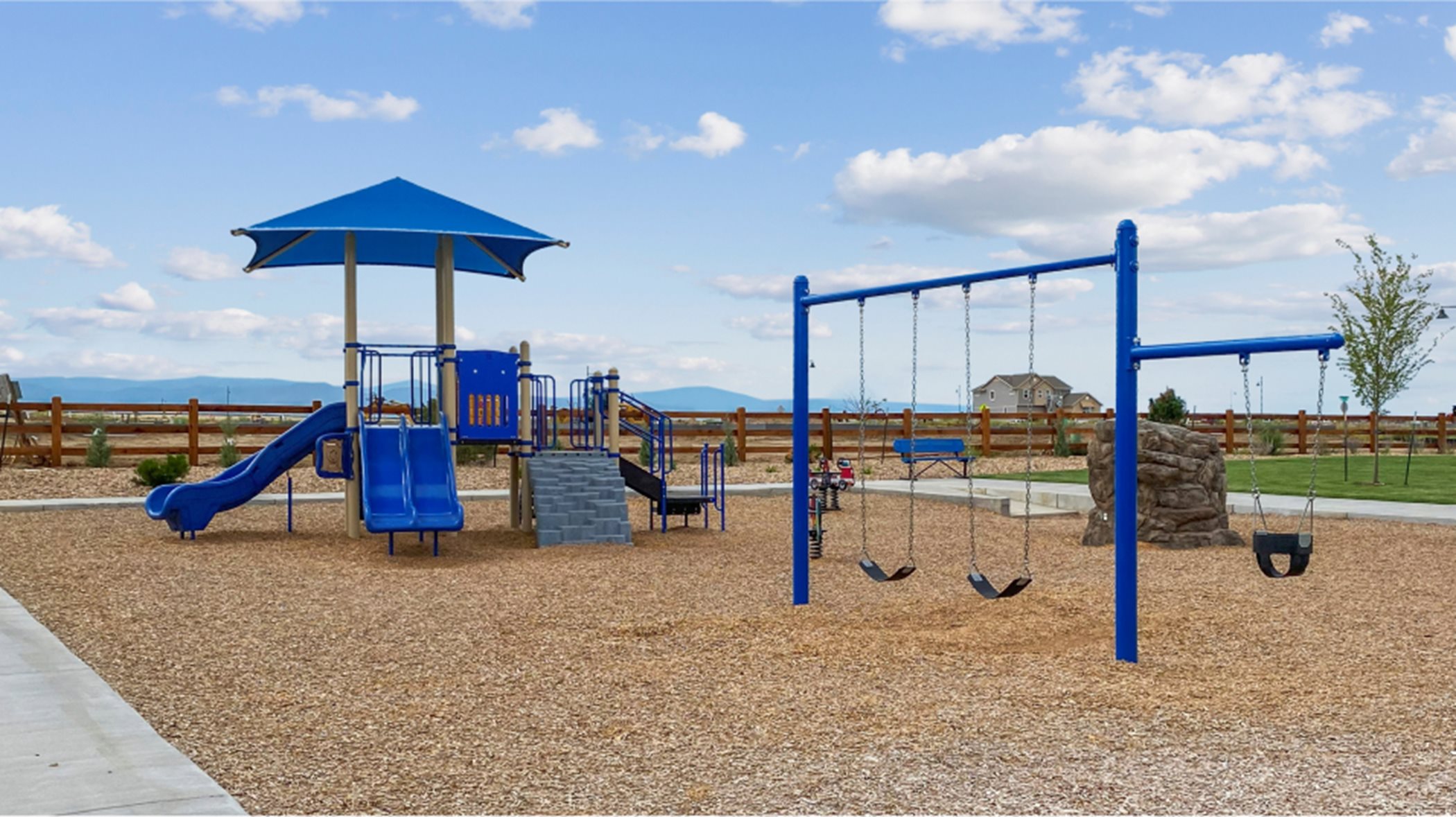 Jungle gym and swing sets at the playground
