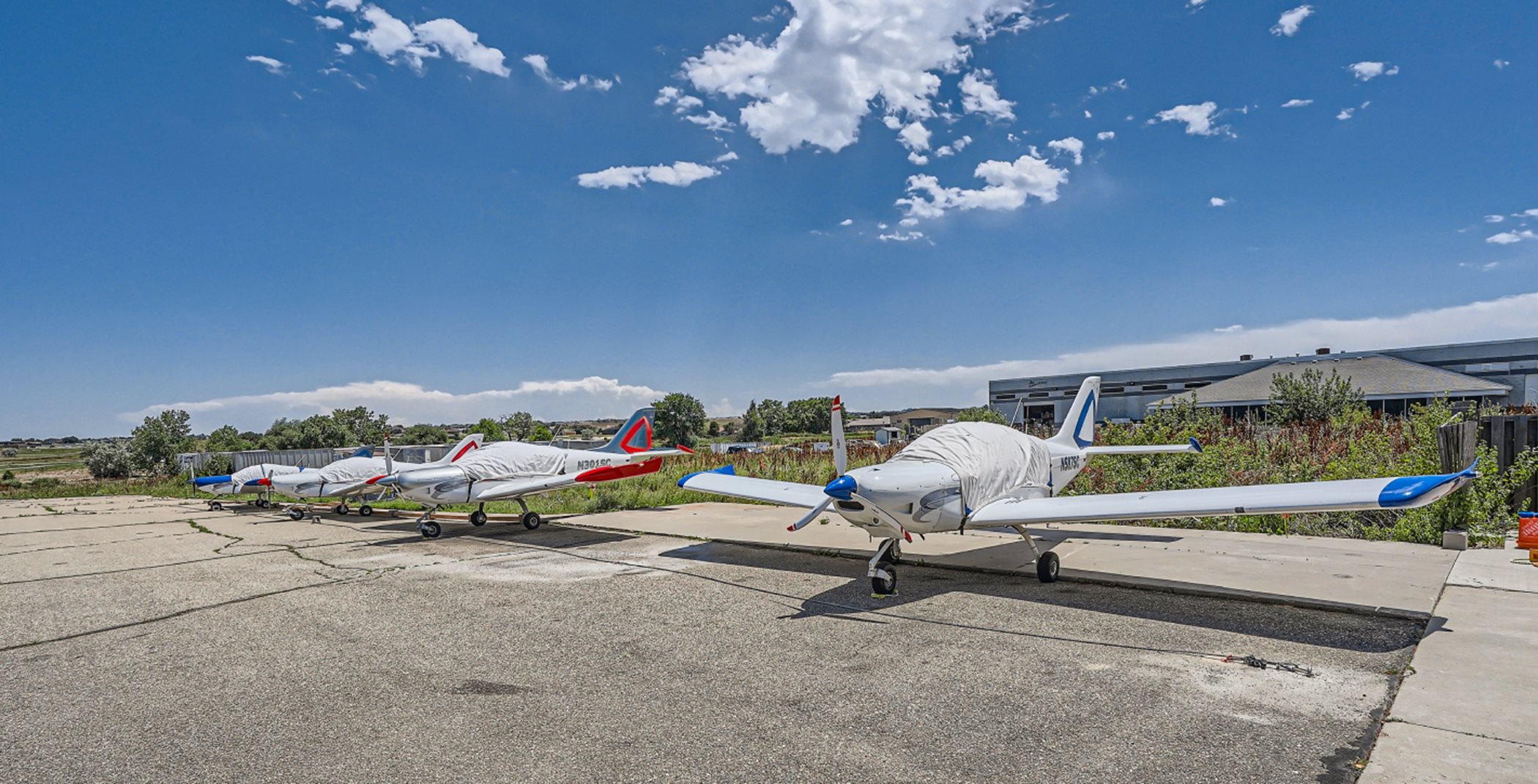 Planes lined up at the Odyssey Pilot School