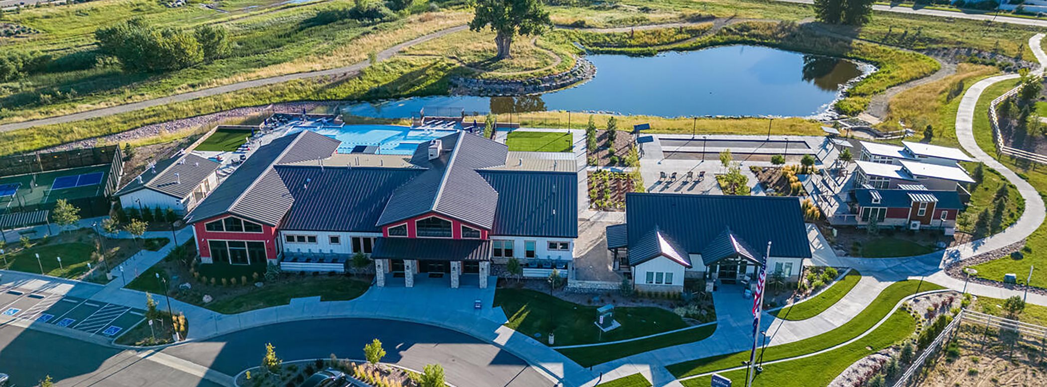 Green Valley Ranch Active Adult clubhouse amenity aerial view