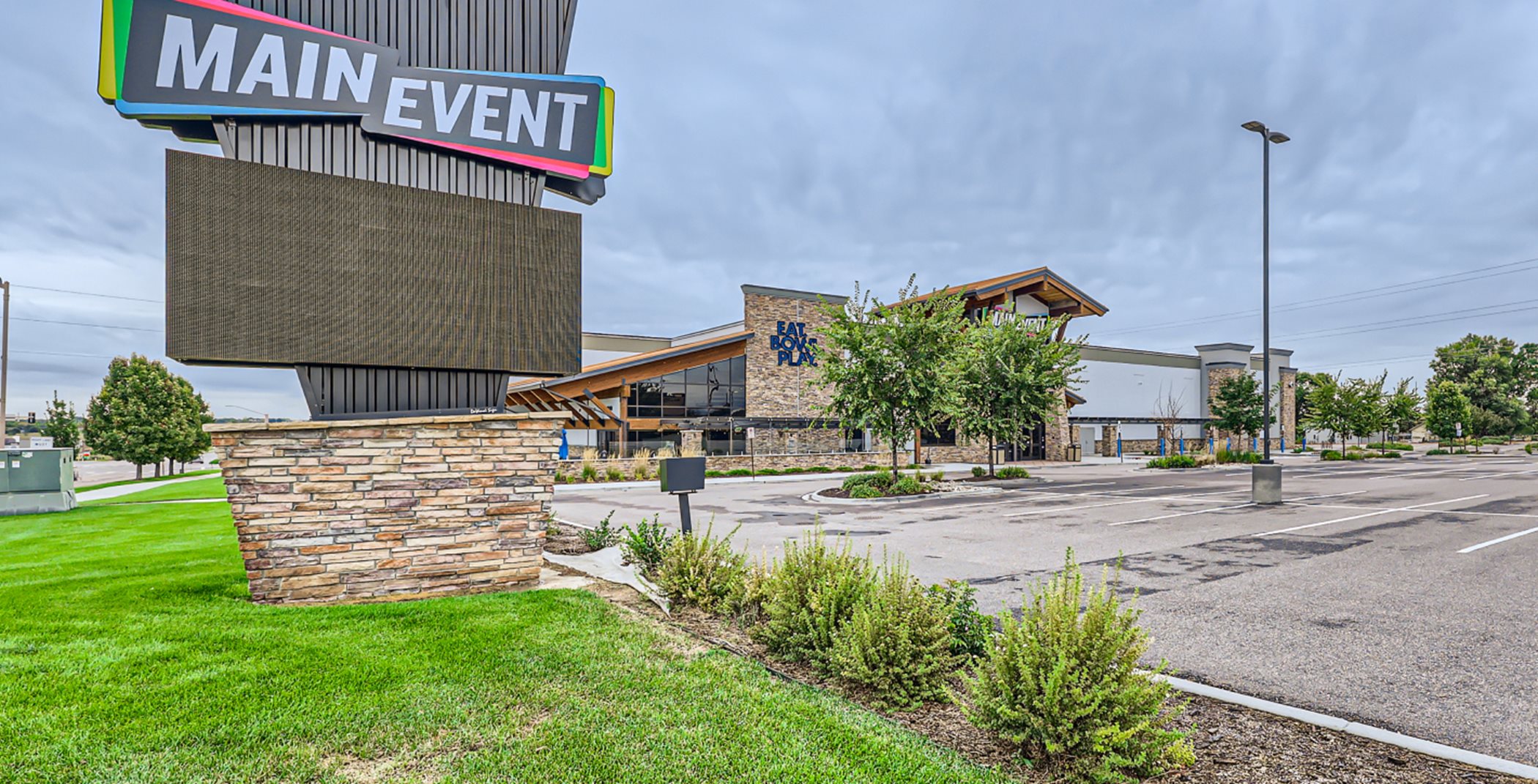 Main Event exterior and monument sign