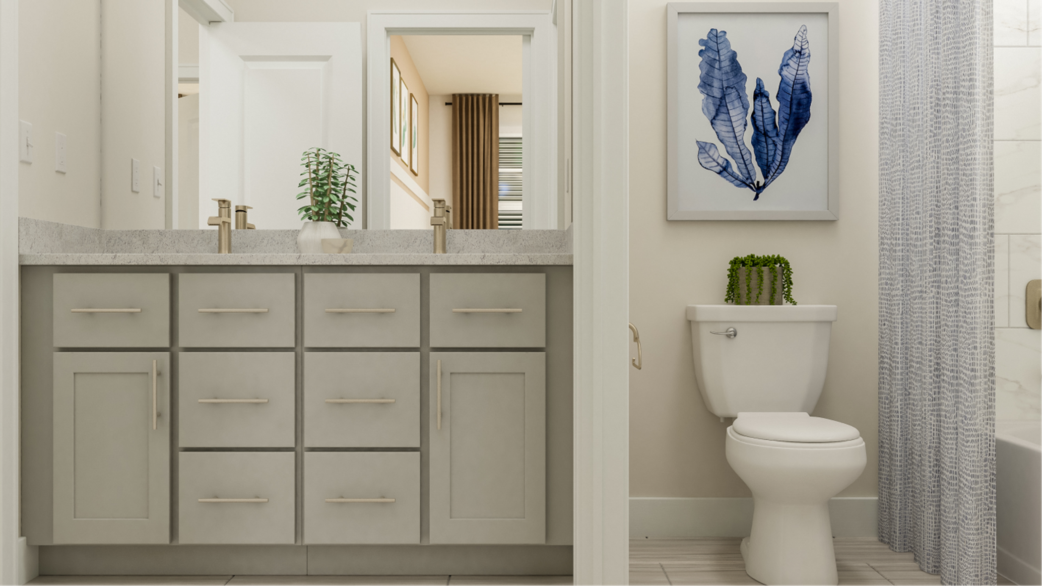 Monterey Bathroom vanity and toilet