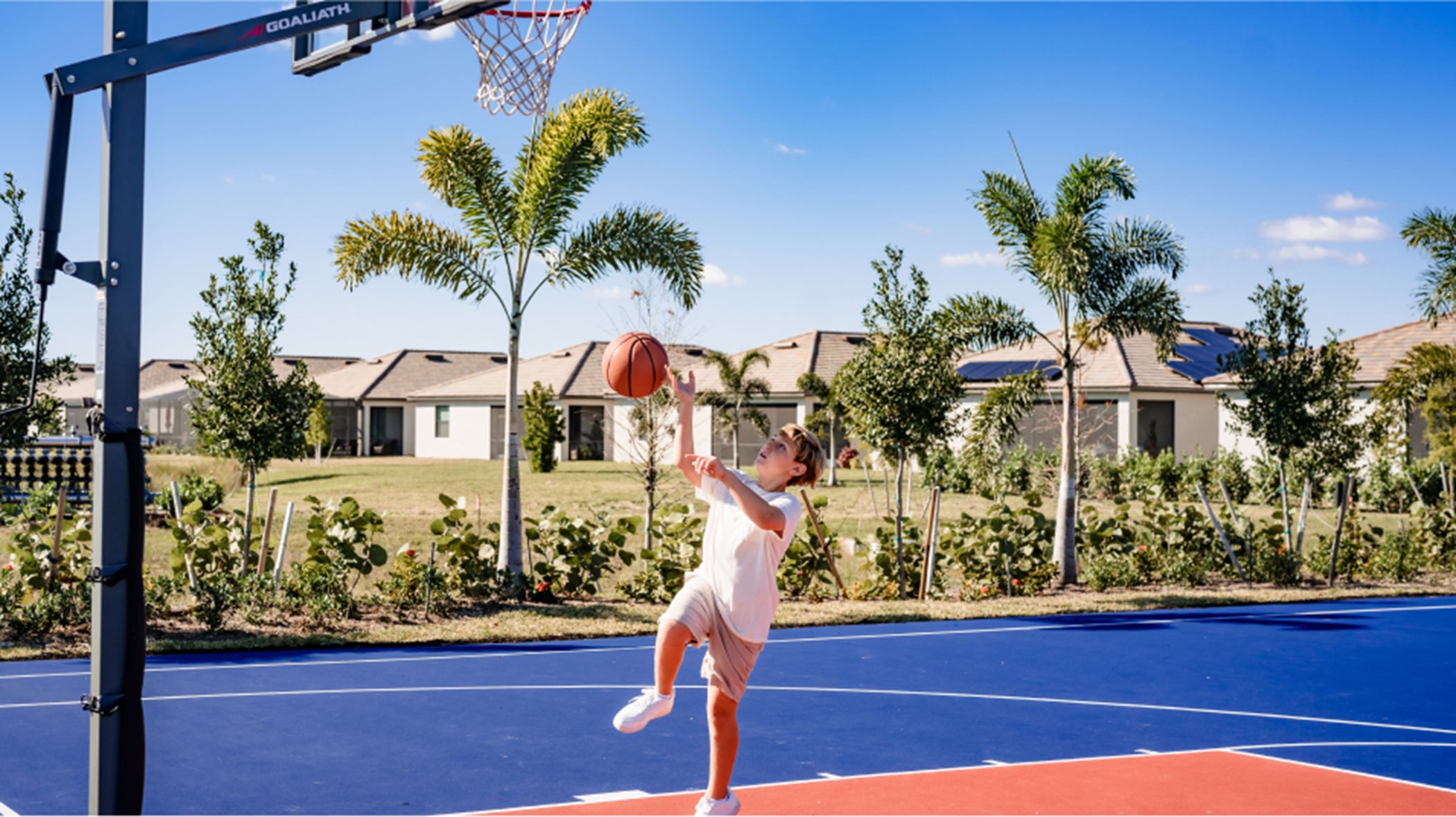 Outdoor basketball court community amenity 